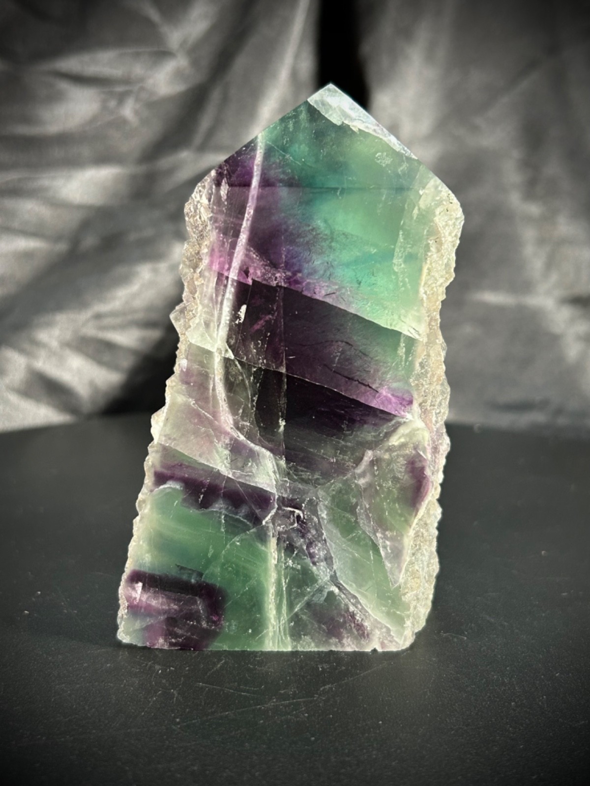 3.93″ Rainbow Fluorite Tower 2 Polished/2 Natural Sides 11.5oz (327 grams)