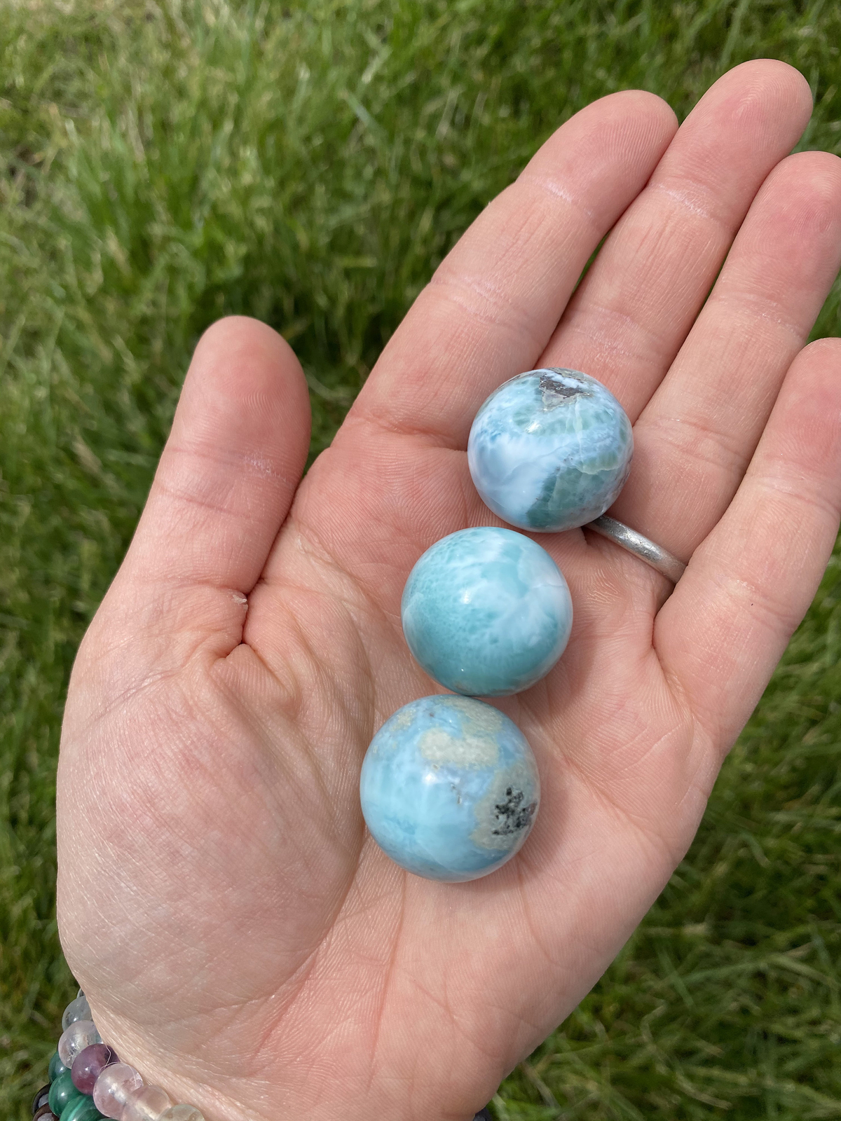 Larimar Sphere – Polished Stone, Natural Larimar from Dominican Republic