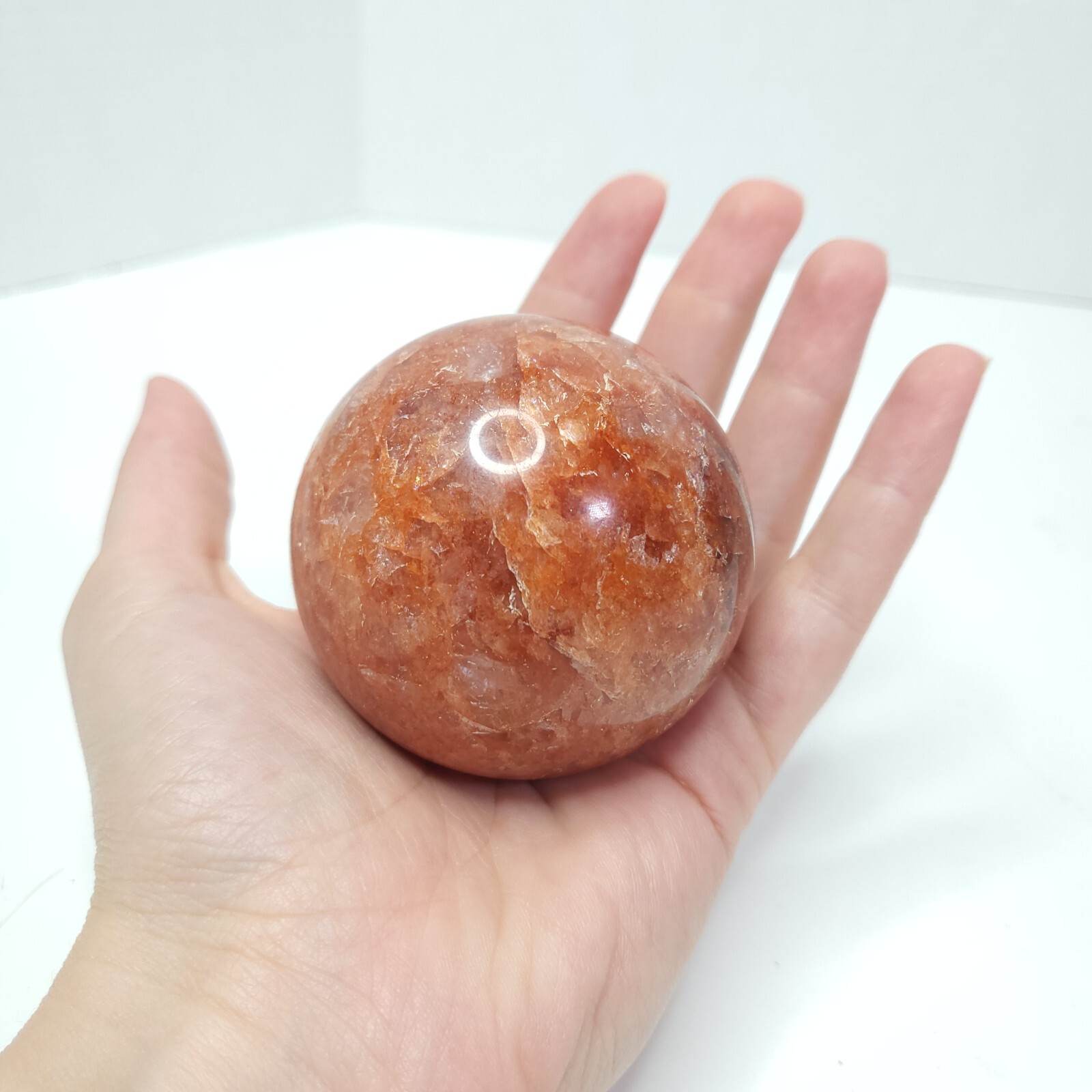 350g Natural Red gum flower stone quartz sphere crystal ball reiki healing