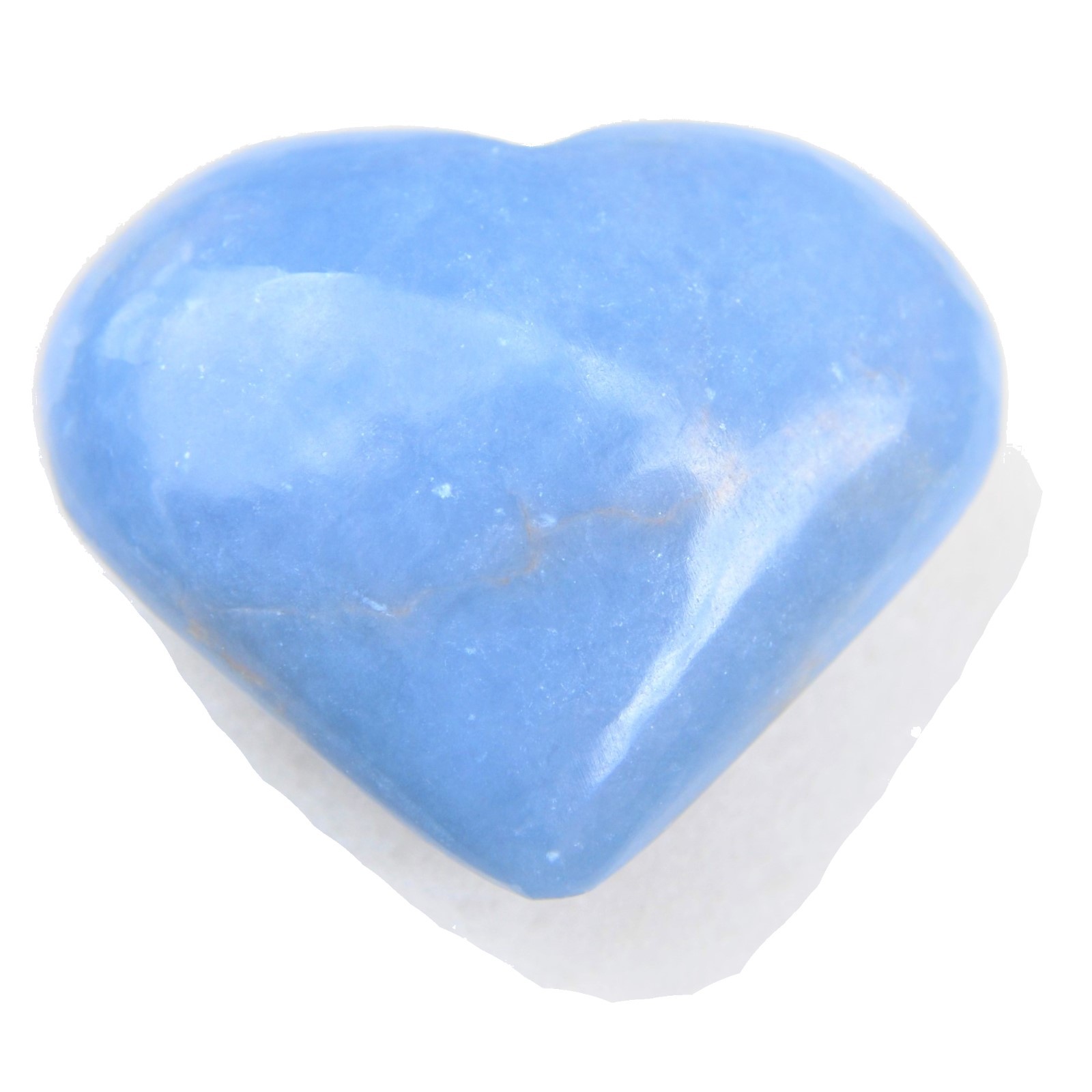 CHARGED Angelite Crystal Heart Palm Stone Hand-Carved + Baby Selenite Heart
