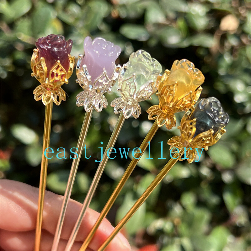 5pcs Natural Fluorite Rose flower skull Quartz Crystal Skull Reiki Healing Gem