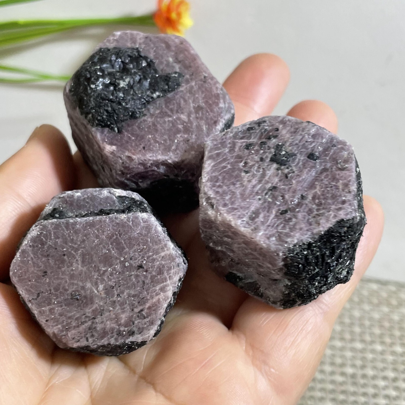 3pc 250g Natural Red Corundum Ruby Crystal Rough Mineral Specimen