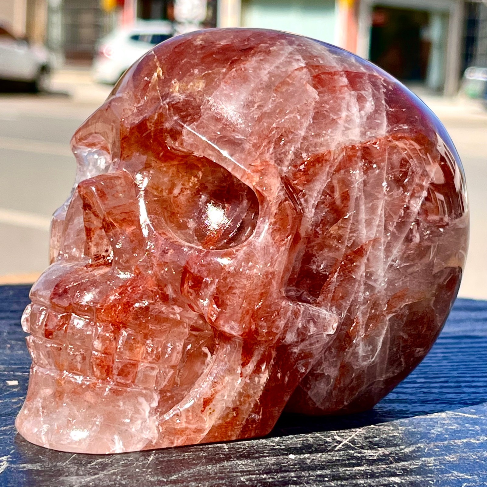 3.21LB Tanzania’s natural red gel crystal hand carved spiritual skull