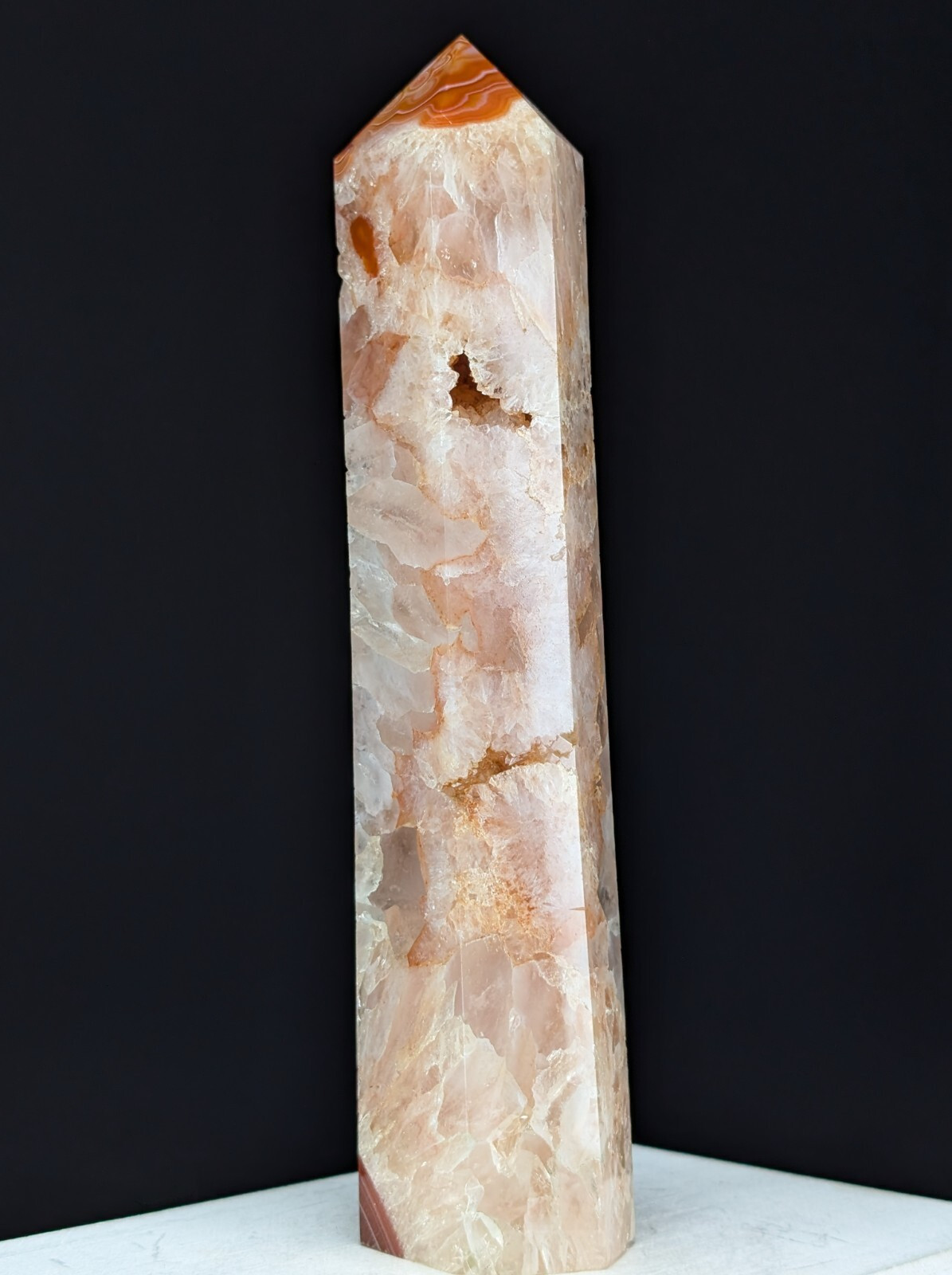 Carnelian Tower Druzy Quartz Crystal Gemstone Large Big Tall Huge Point Chakra