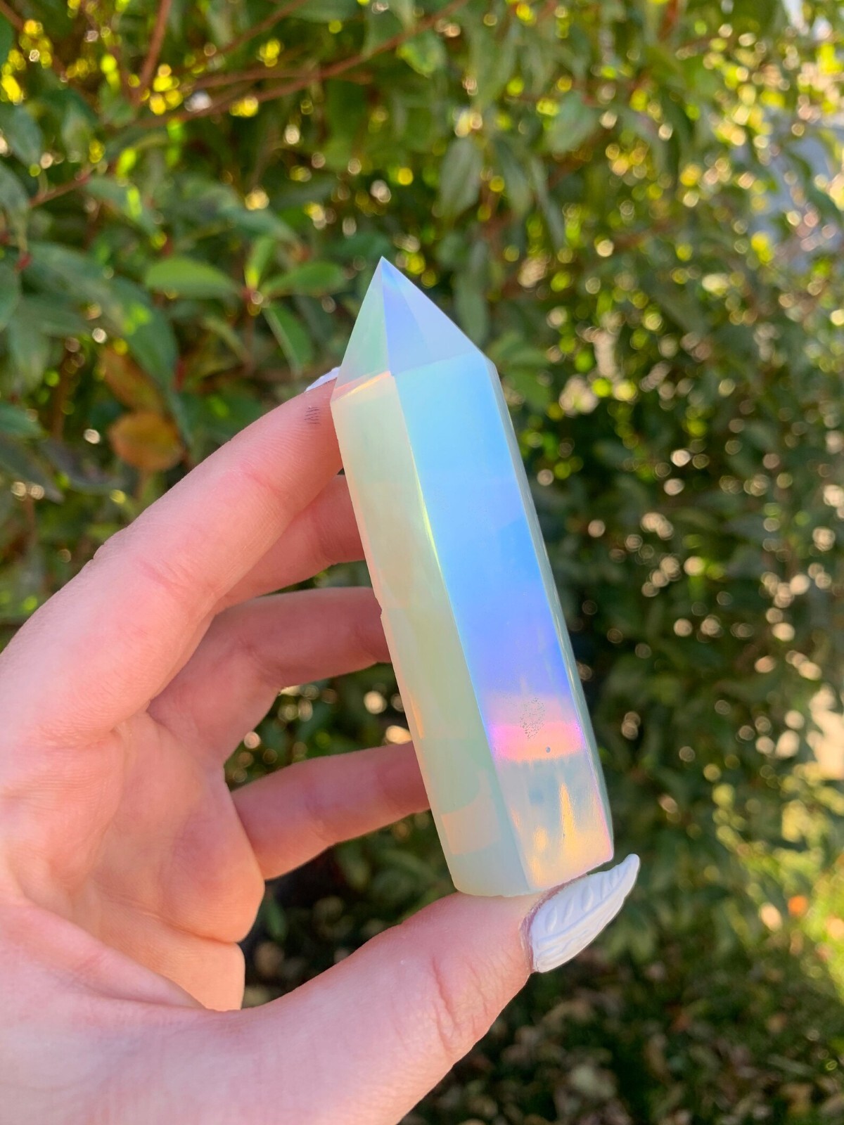 Natural Opal Point Tower Healing Crystal Wand Obelisk Chakra Energy Home Decor