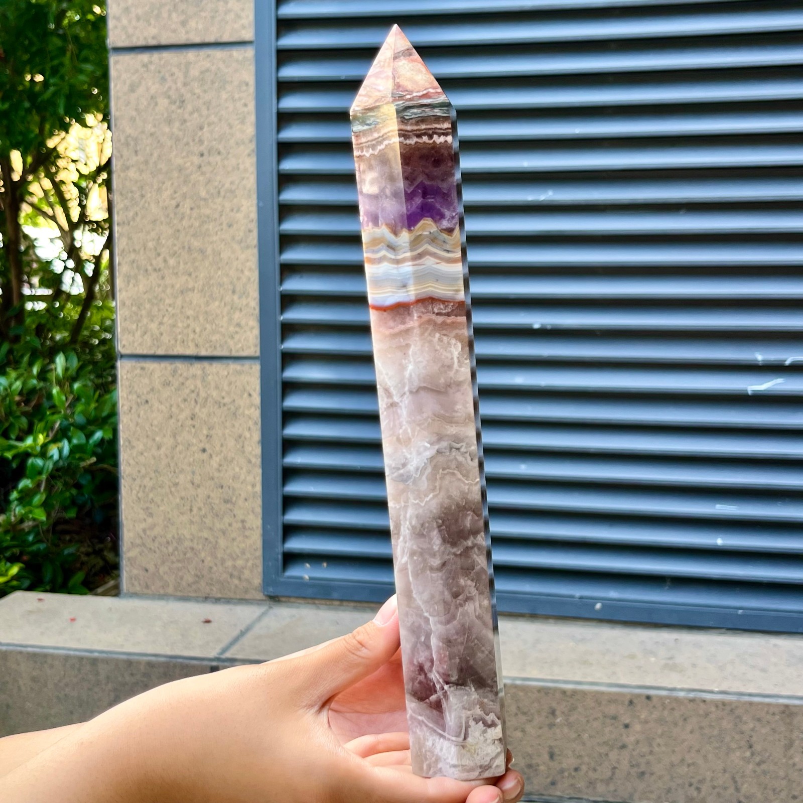 Amethyst Agate Natural Tower Purple Crystal Point Collectible Specimen 2.3 lb