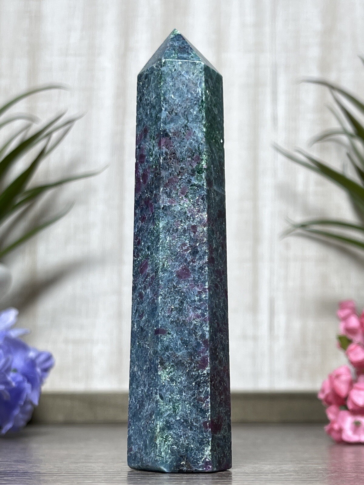 RUBY KYANITE TOWER 💙 Mineral Point UV Blue Pink Chakra Crystal Witch Fuchsite