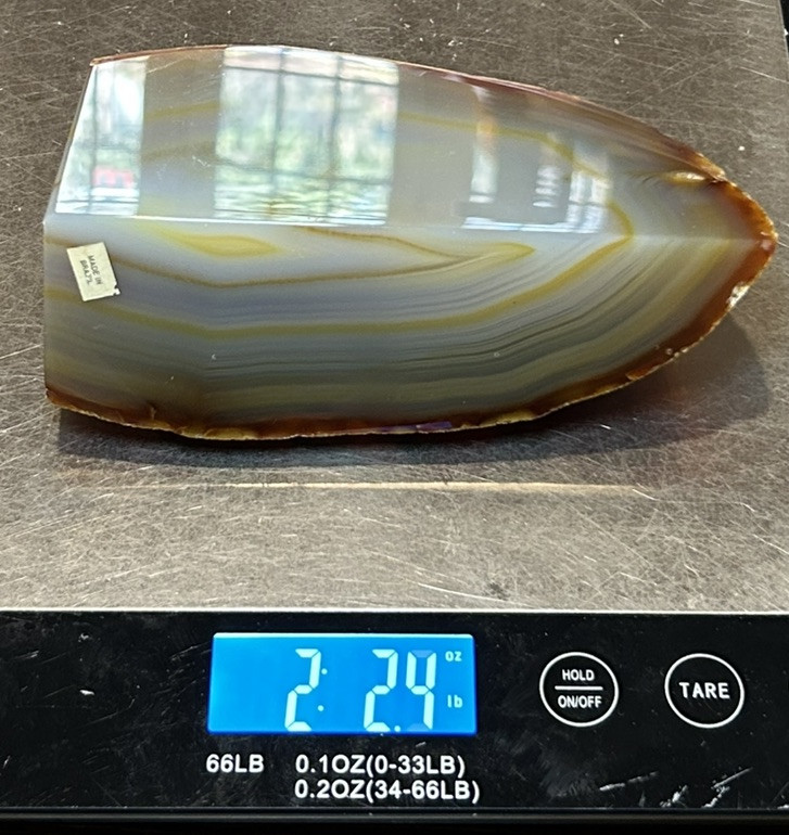 Agate Geode Cornerstone w/ Cut Base Brazilian Crystal 2.24 Lbs And 5 3/4 In Long