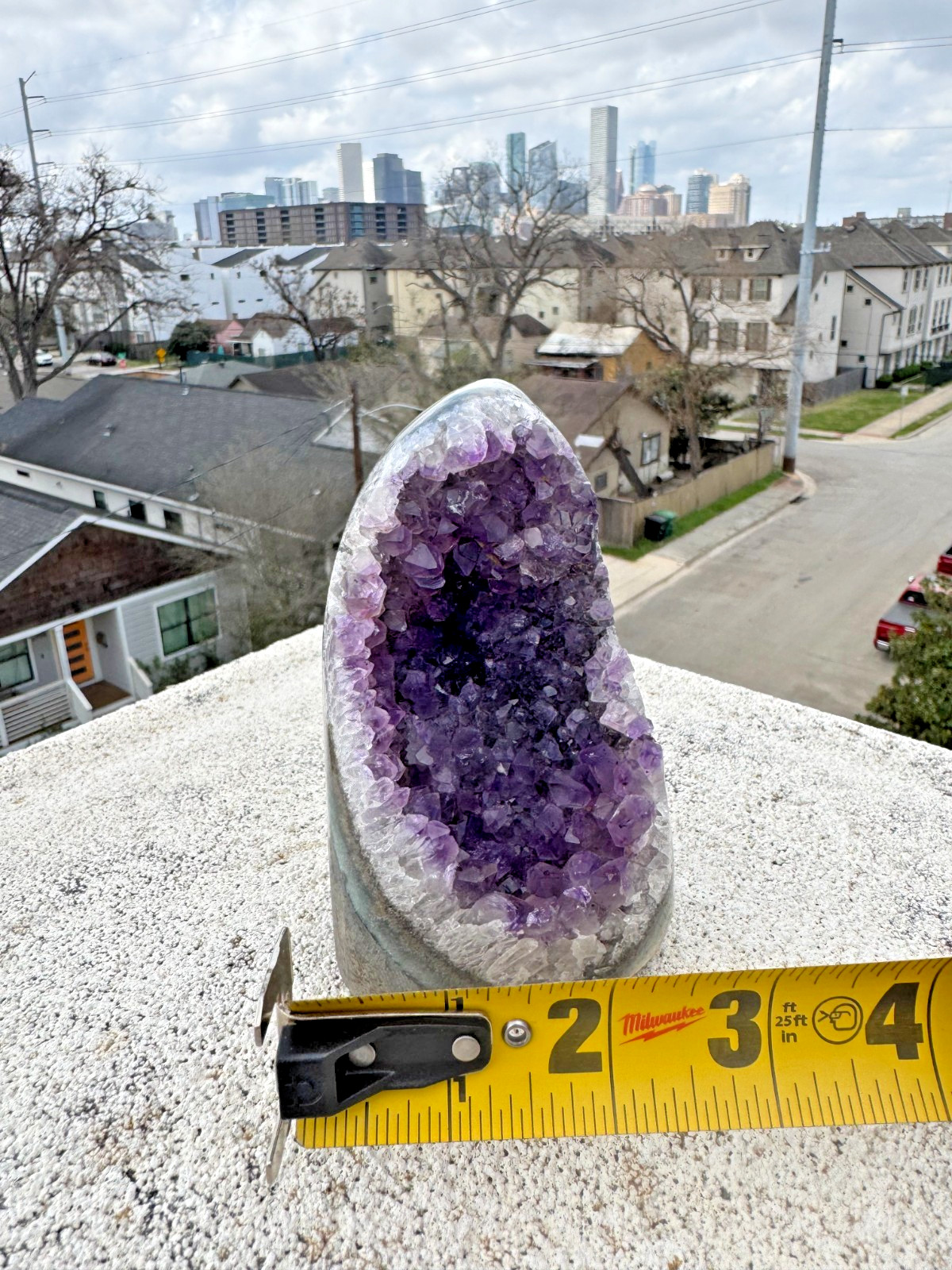 Amethyst Geode Crystal Cluster | 1 lb 13 oz | All Natural, Cut-Base |
