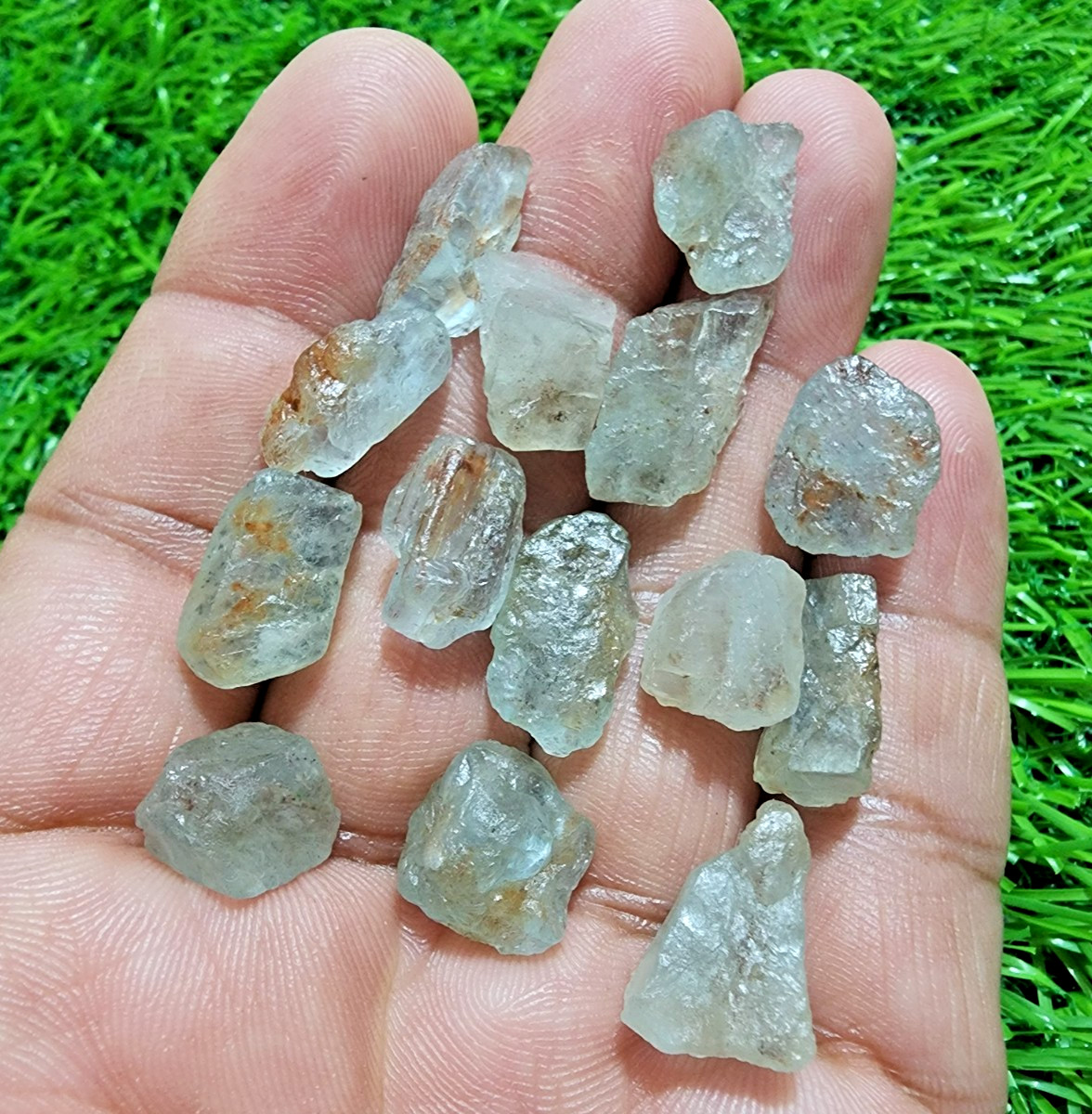 14 Pcs Ultimate Rare Aquamarine Gemstone Rough Lot 11-17mm Aquamarine Raw Stones