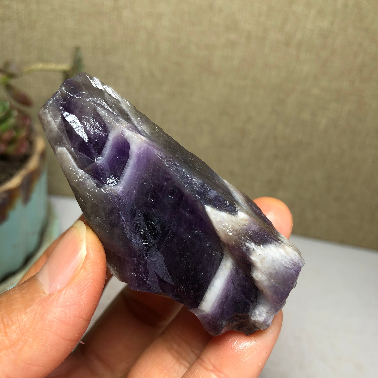 68mm Natural Dream Amethyst gemstone rough Crystal uncut specimens 66g A3822