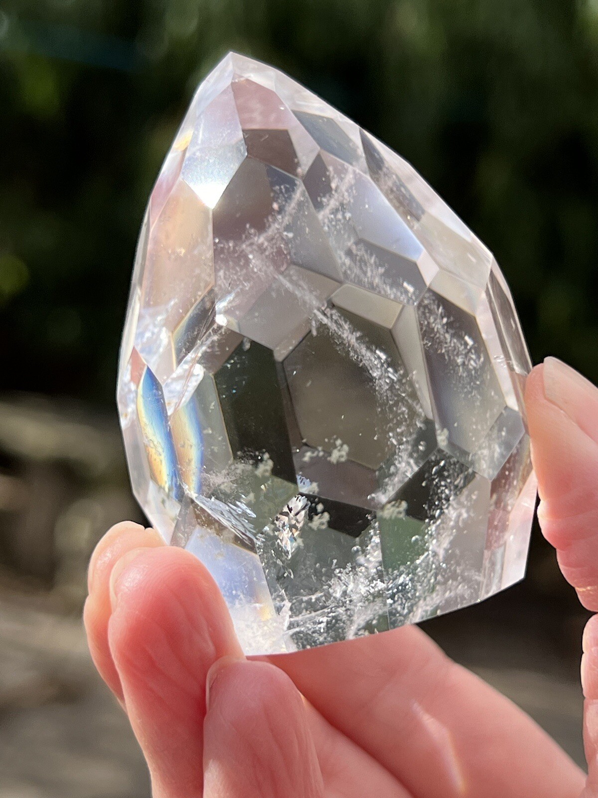 Clear Quartz Hand Faceted Large Crystal Droplet AAA+ Freestanding 13