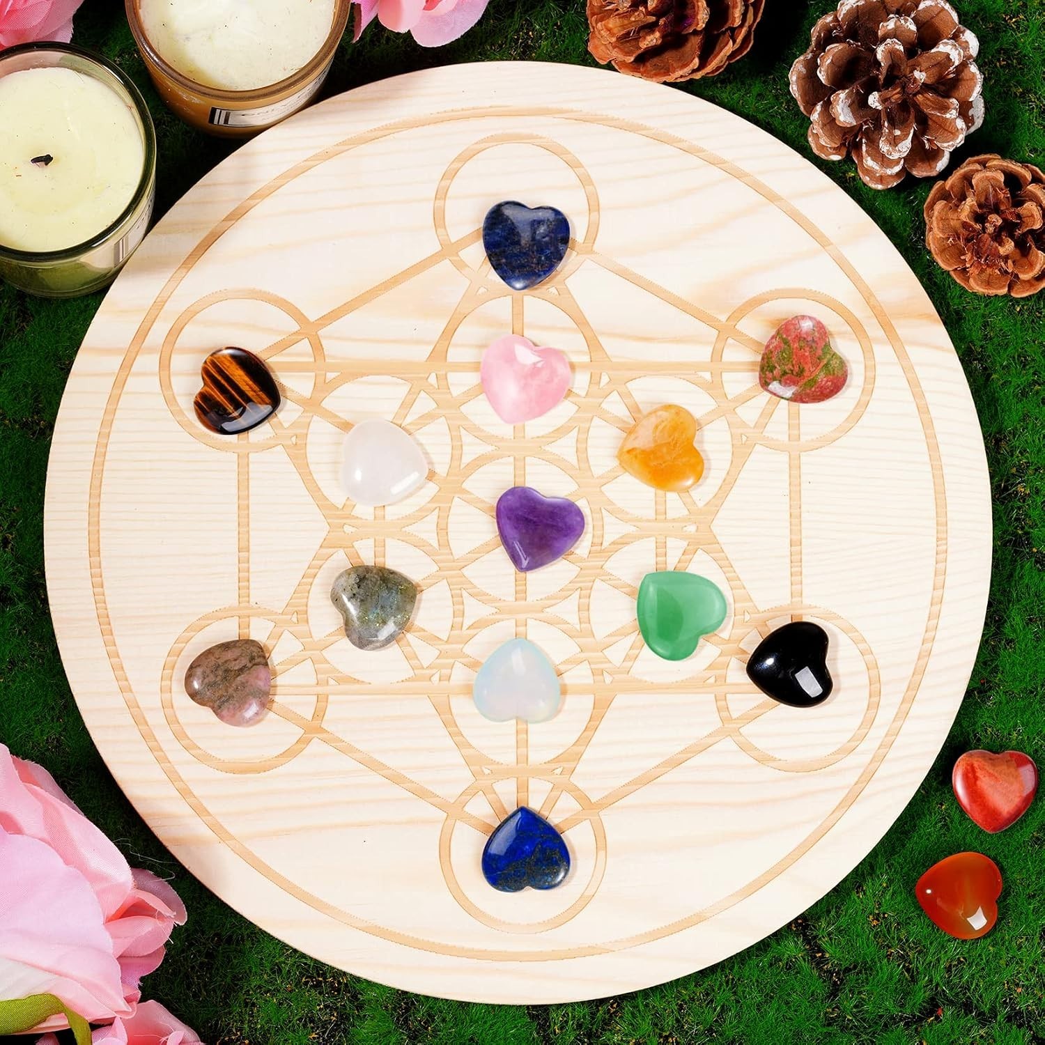 15 Heart-Shaped Chakra Stones – Healing Crystal Pocket Set for Mindfulness