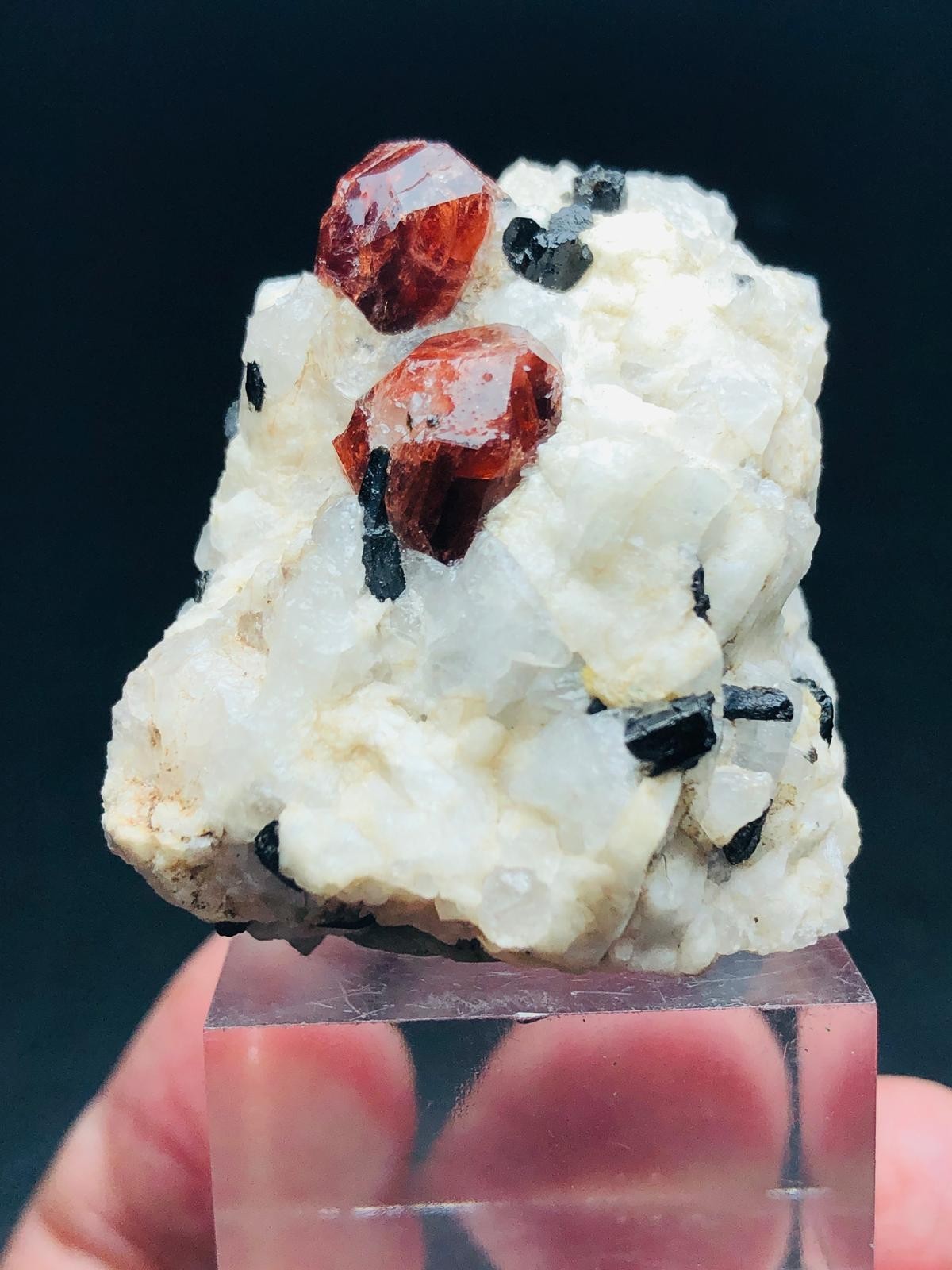 RED GARNET CRYSTALS With TOURMALINE COMBO ON MATRIX – 45 GRAMS – 4 CM
