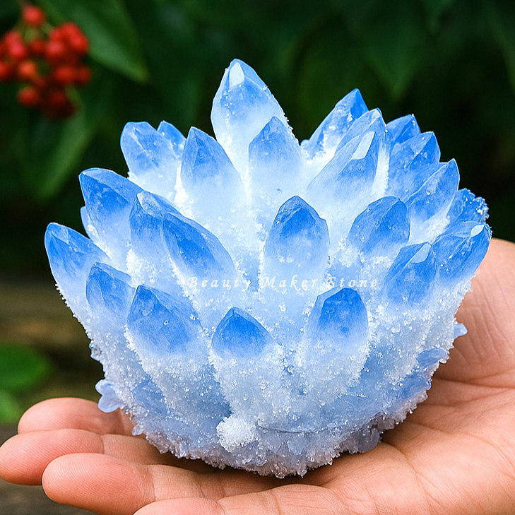350G New Find Blue Phantom Quartz Crystal Cluster Mineral Specimen Healing Gift
