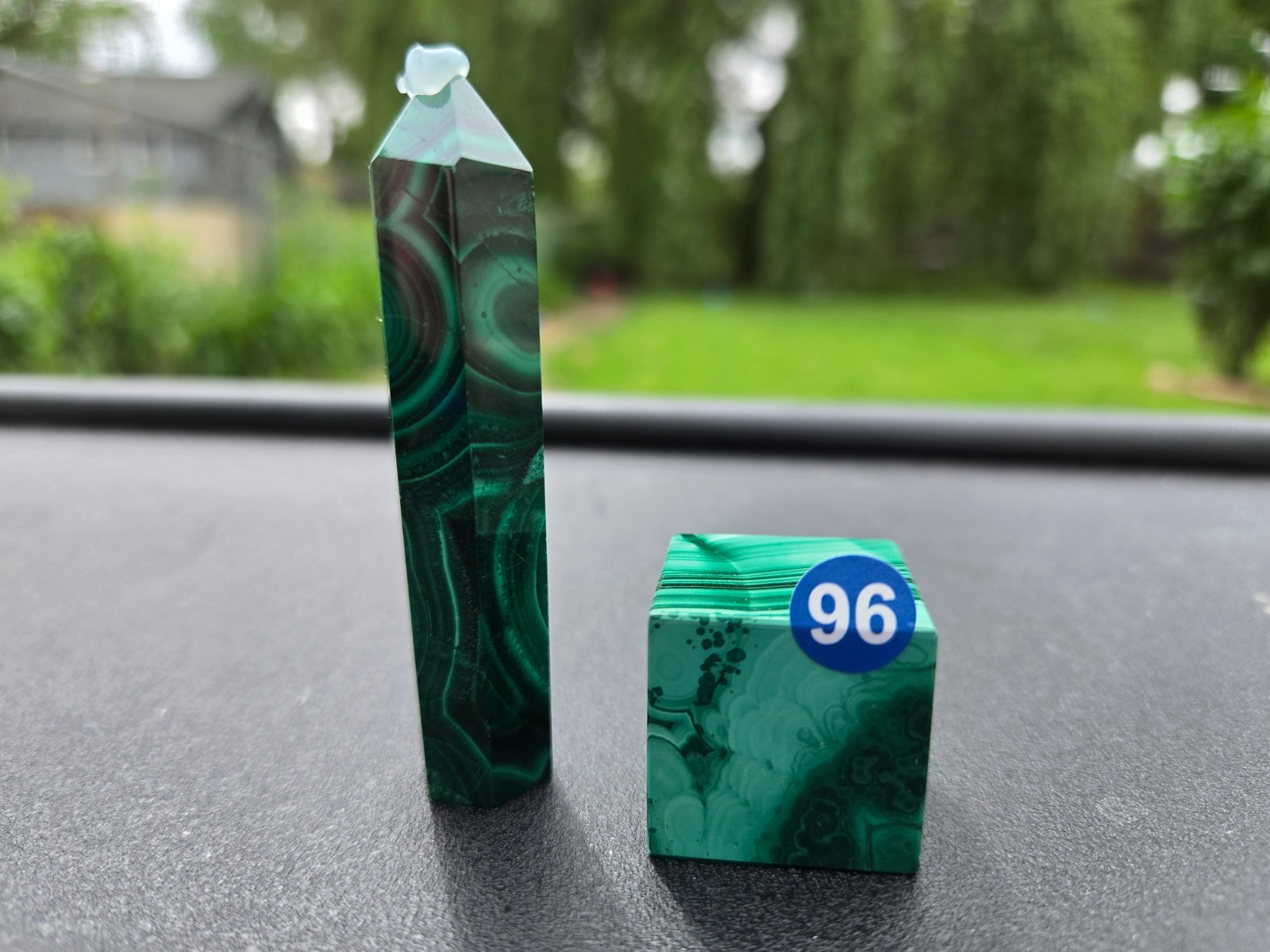 RARE HIGH-QUALITY Lot of 2 Malachite TOWER + CUBE! GORGEOUS BANDING b96