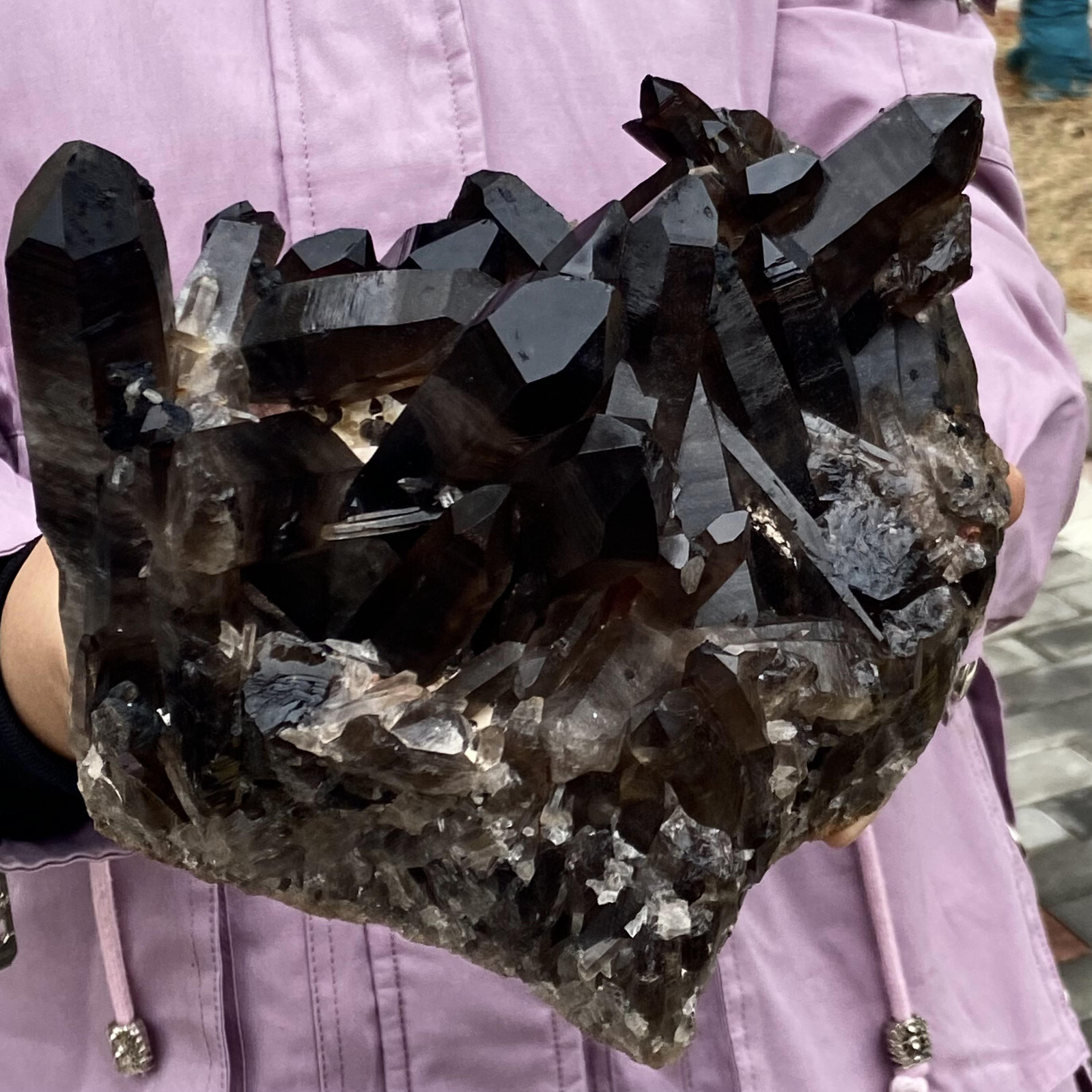 12.1LB Natural Smoky Black Quartz Cluster Crystal Specimen Healing