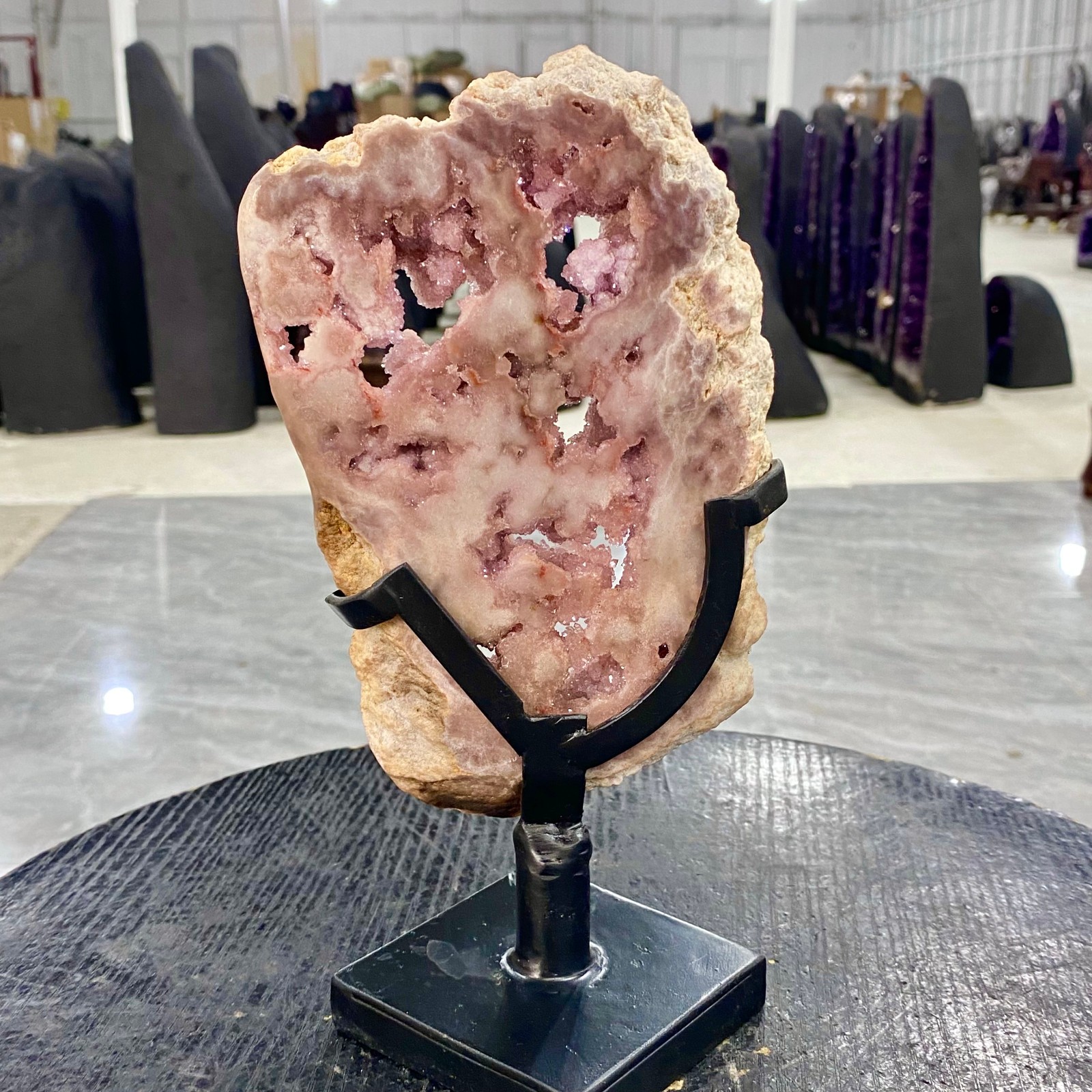 1.9LB Pink Amethyst CrystalSlicePolishedGemstoneSlabNatural MineralDisplayPiece