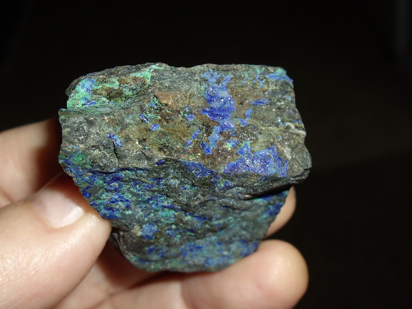 Azurite, Malachite, Chrysocolla Partial Coatings on Cuprite Matrix 61.1g
