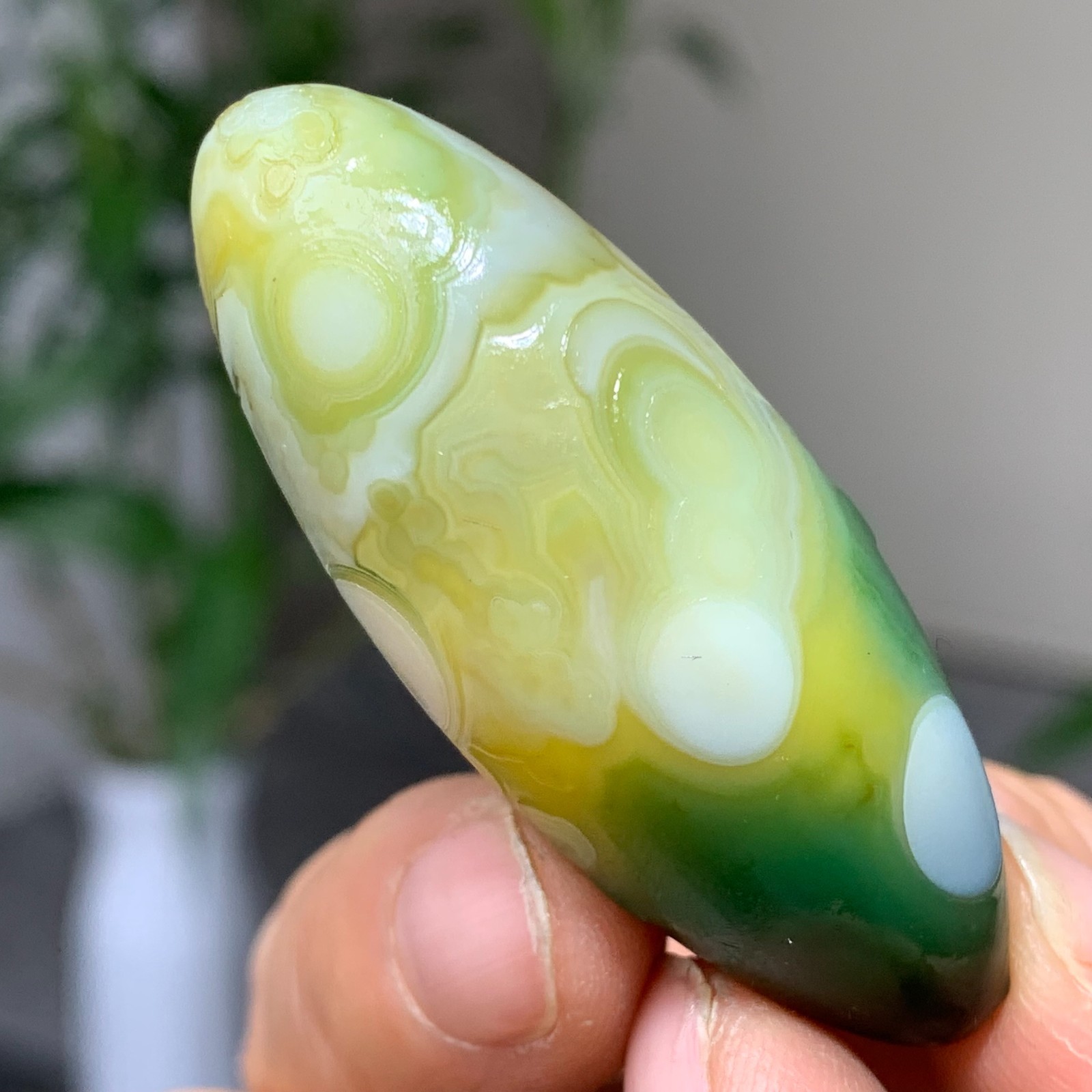 22G Natural green gobi agate eye crystal Circular pattern mineral healing B200