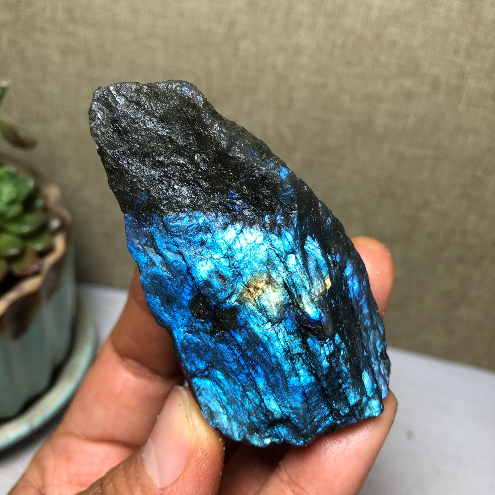61mm Natural Labradorite Crystal gemstone rough original Specimen 79g A4228
