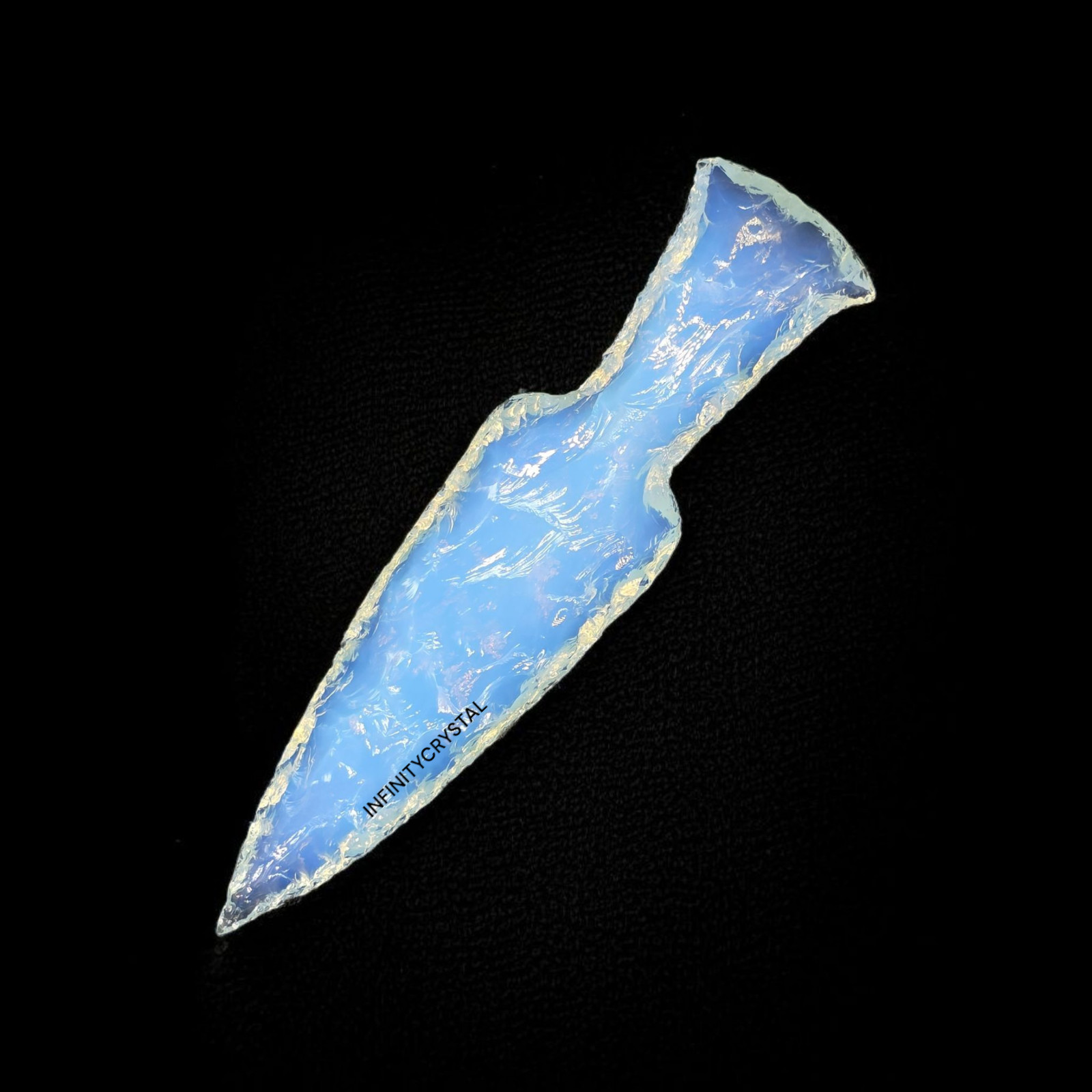Opalite Crystal Knife Athame 5.5-6” Hand-Knapped Dagger Ritual Blade Wiccan Tool