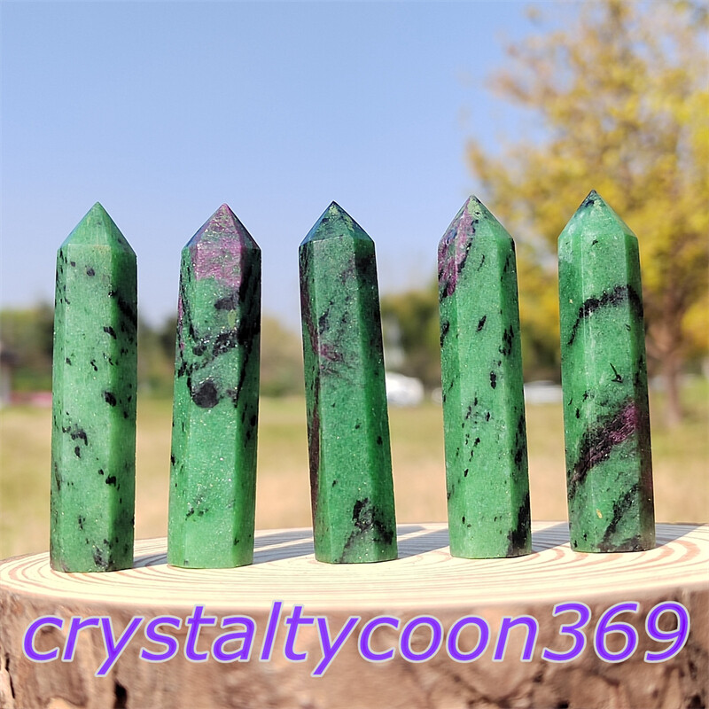5pcs Natural Zoisite Quartz Obelisk Crystal Wand Point Tower Reiki Healing 5.5cm