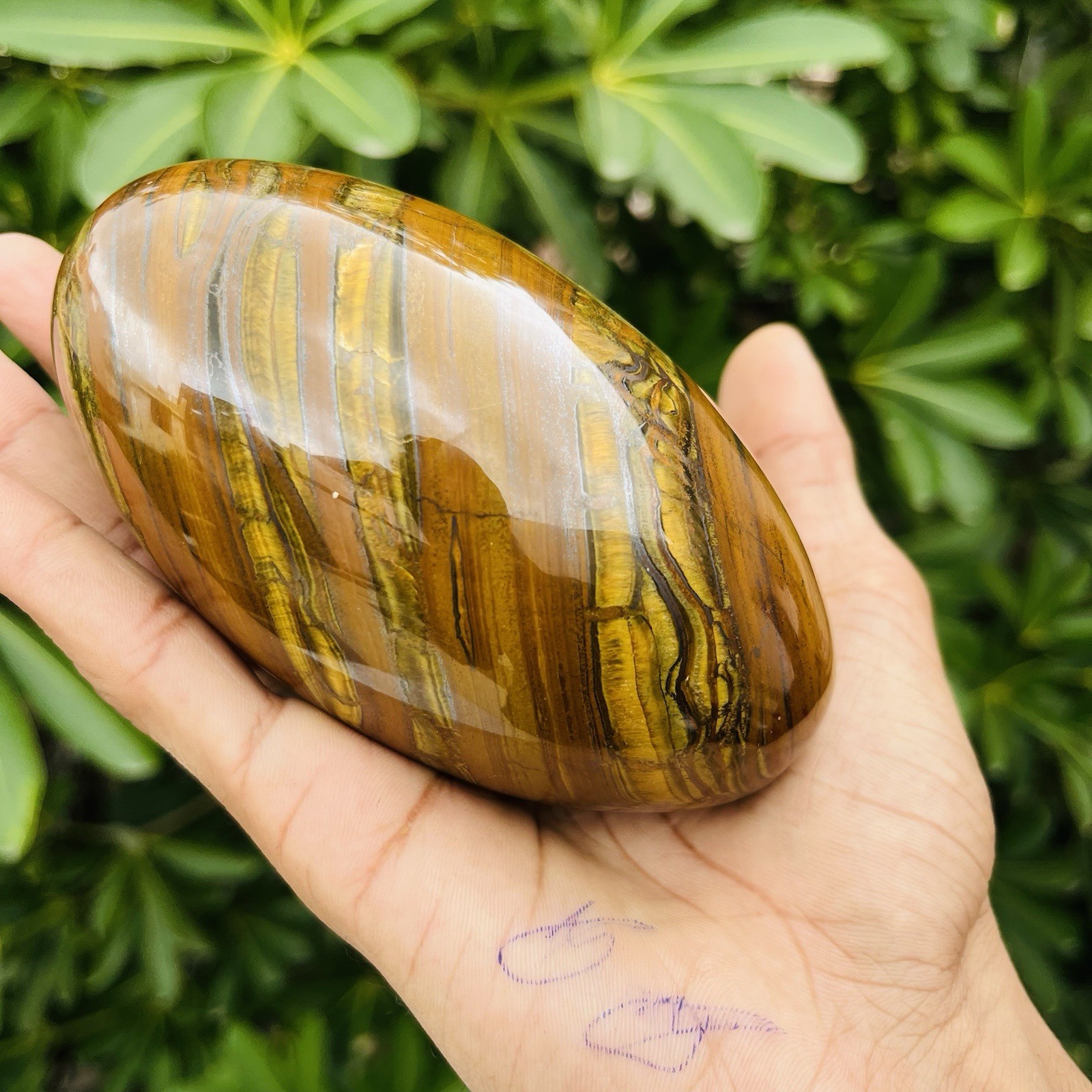 120MM Gold Tiger’s Eye Lingam | Shiva Lingam Crystal | Protection Energy Stone