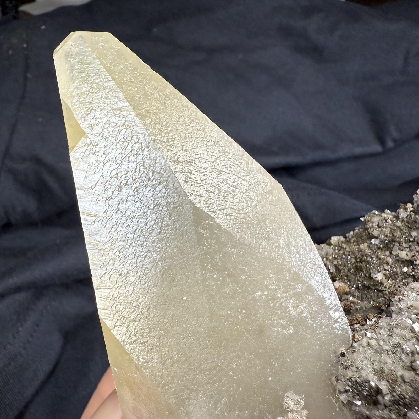 Phantom Calcite Crystal on Chalcopyrite Pyrite Dolomite on Matrix / Missouri