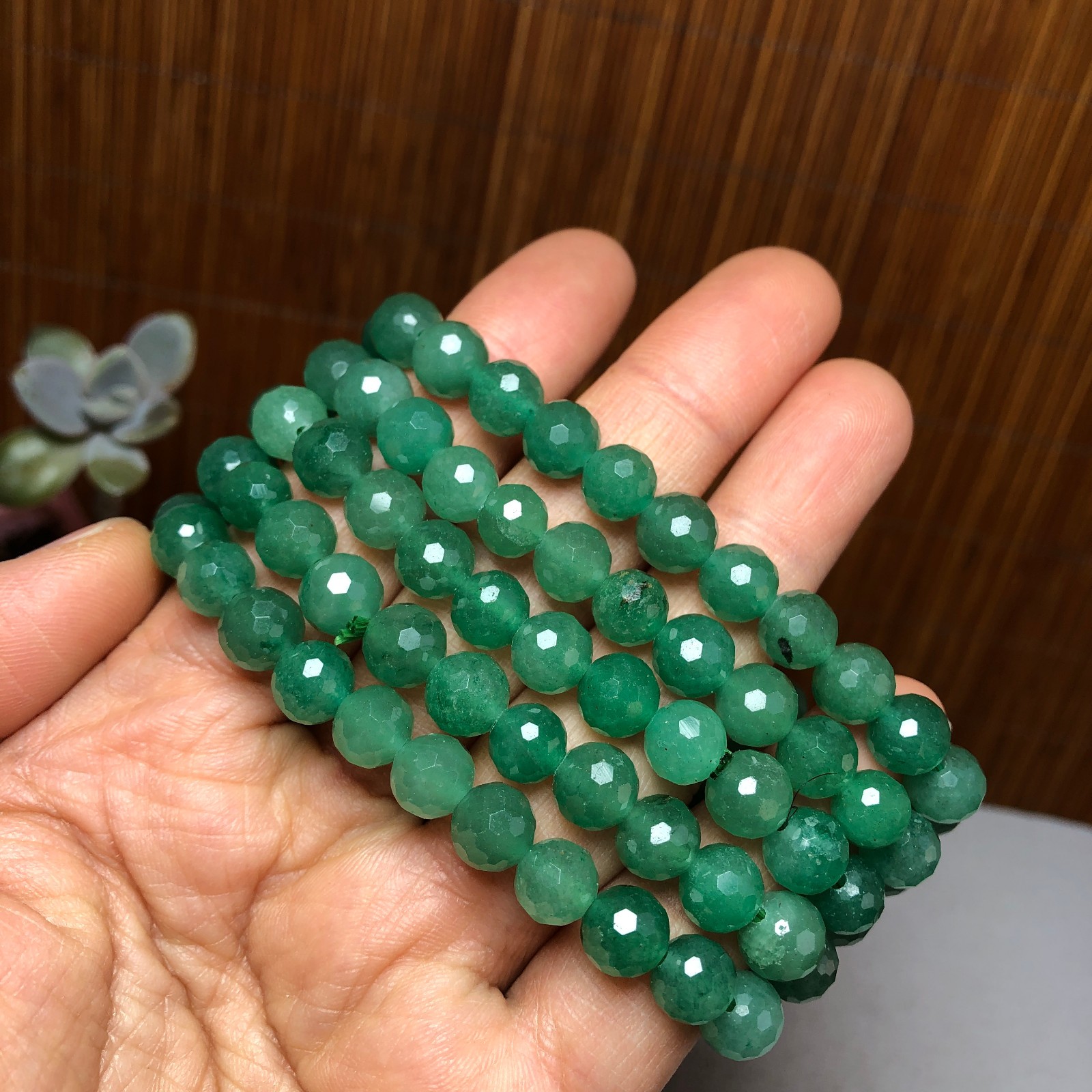5Pcs Natural Aventurine Quartz bracelets Crystal ball sphere facet 8mm A3426