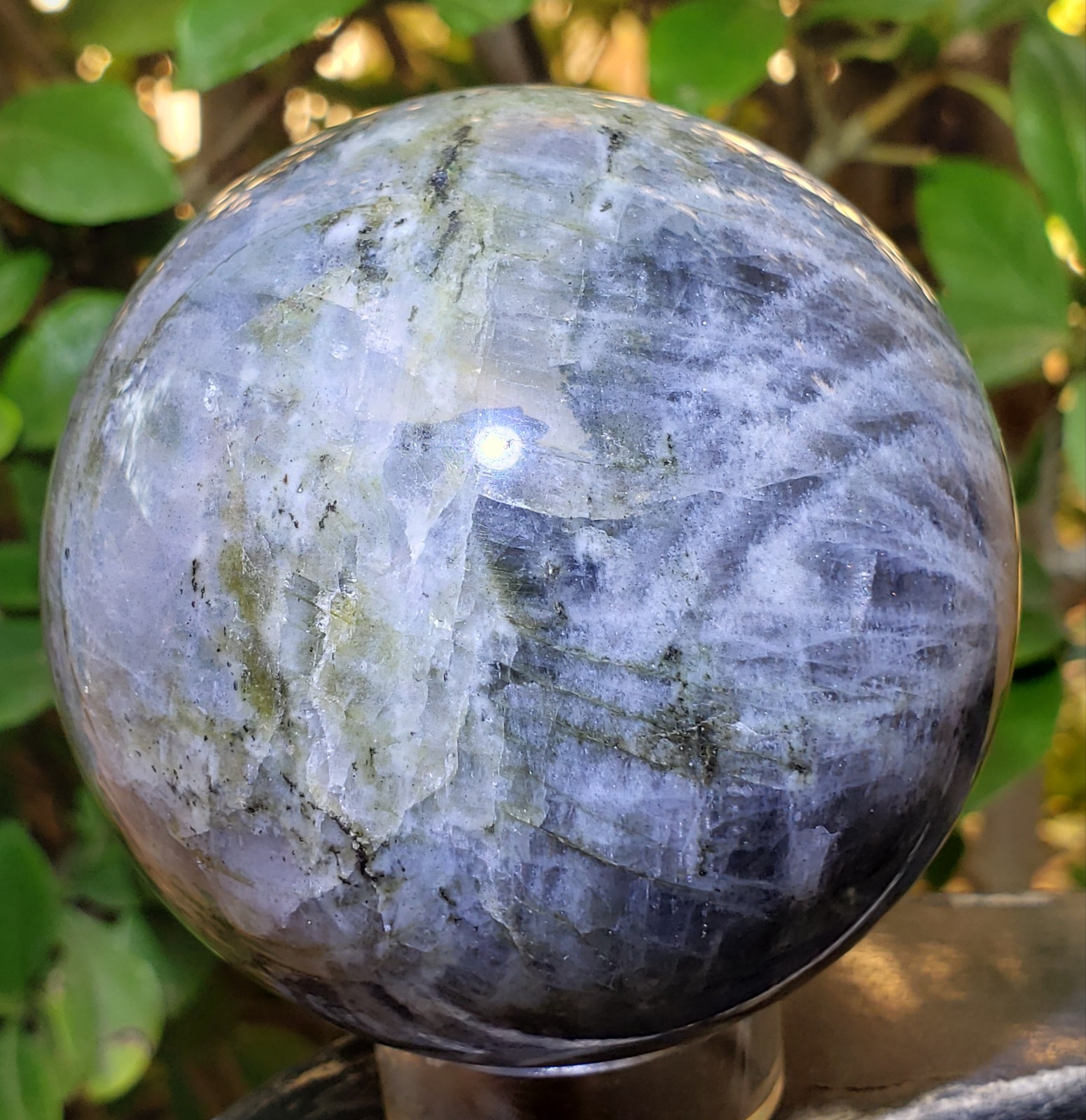 2.7″ Labradorite Mineral Crystal Iridescence Sphere Ball Orb Sunset Flash, 469g