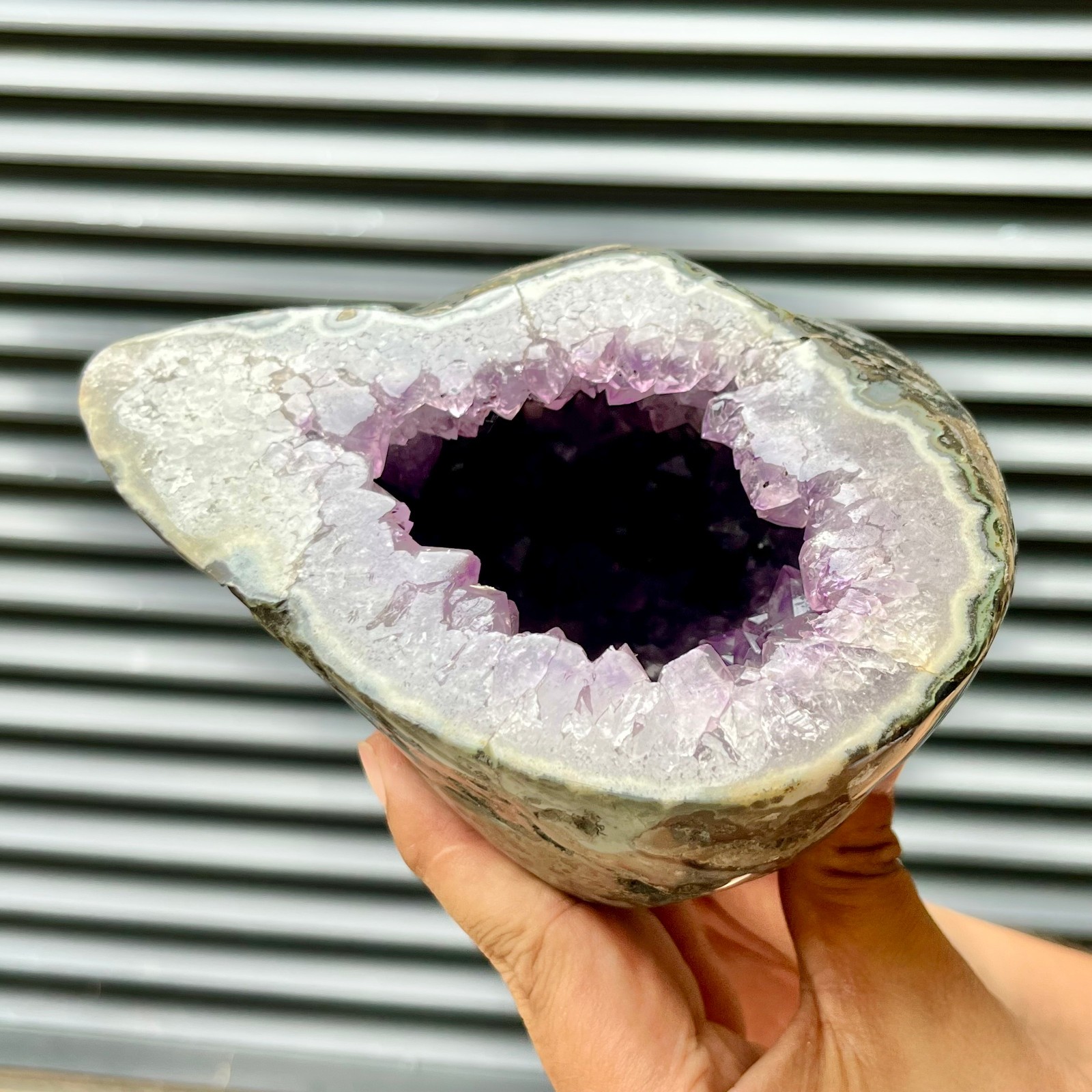 5.3 lb Amethyst Crystal Geode Druzy Cluster Xmas Decor Gift Home Display Purple