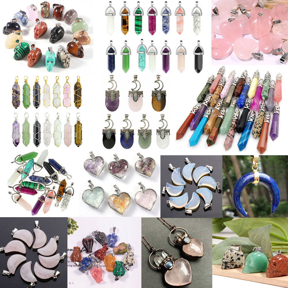 Natural Quartz Crystal Necklace Pendant Gemstone Healing Gifts Carved Decoration