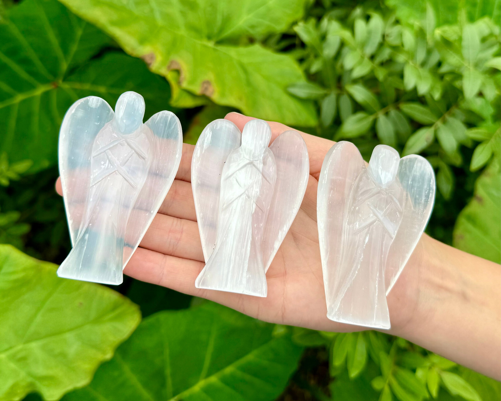 Selenite Crystal Angels, LARGE 4″ Free Standing Selenite Angel (Guardian Angel)