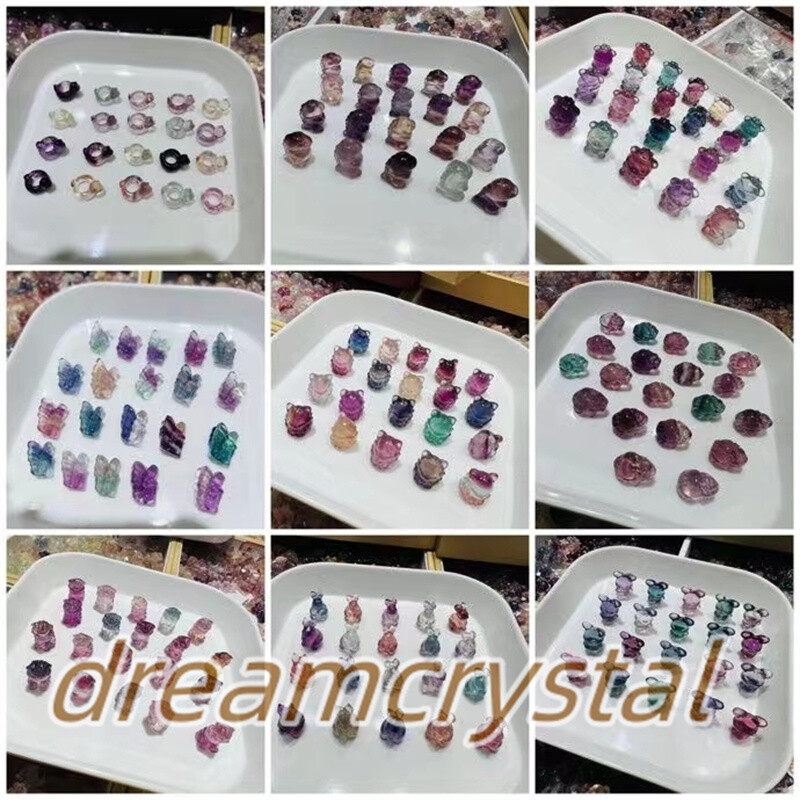 100pc Mix Natural Fluorite Crystal Skull Mini Carved Quartz Reiki Healing Random