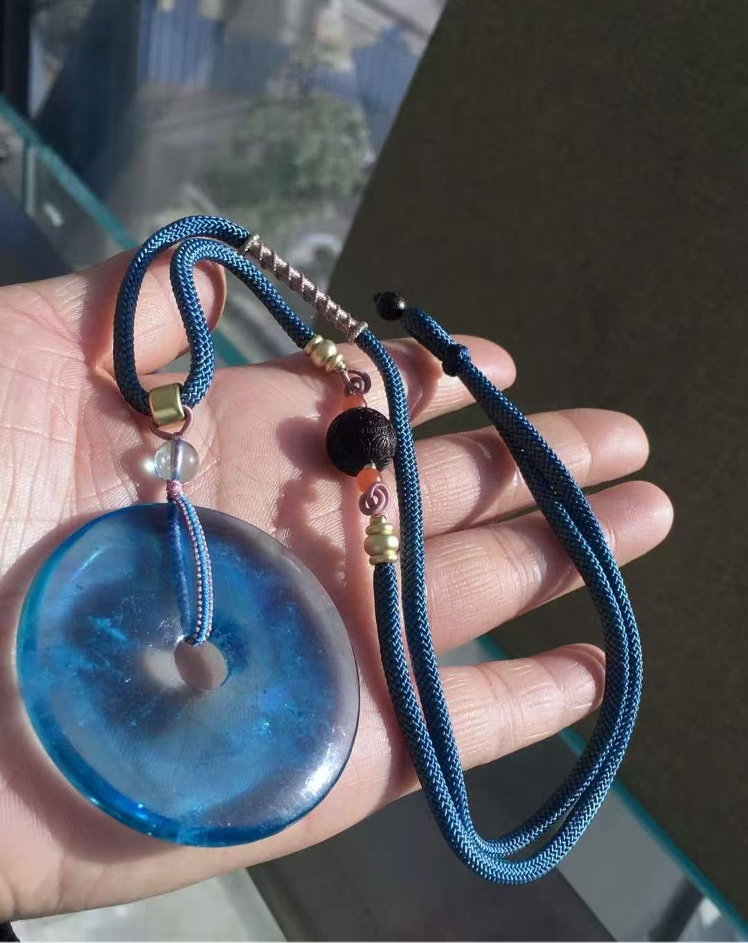 Natural Blue Aquamarine Carved Carving Pendant