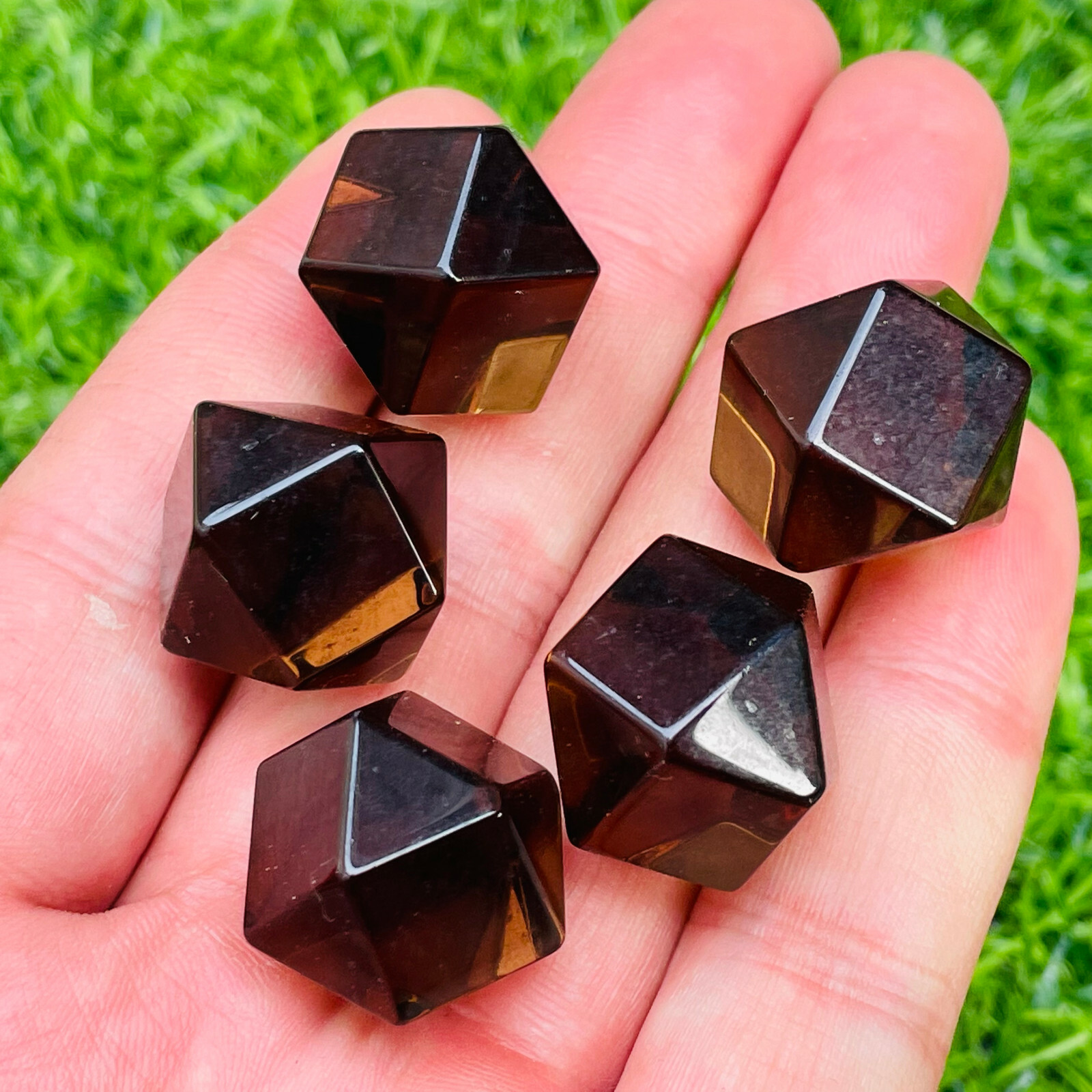 5pc Natural smoky quartz dodecahedron crystal specimen healing