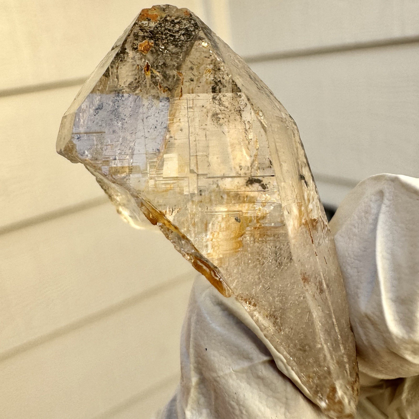 “Golden Fault Peak” Ganesh Himalayan Quartz Nepal Black Phantom Etched Crystal