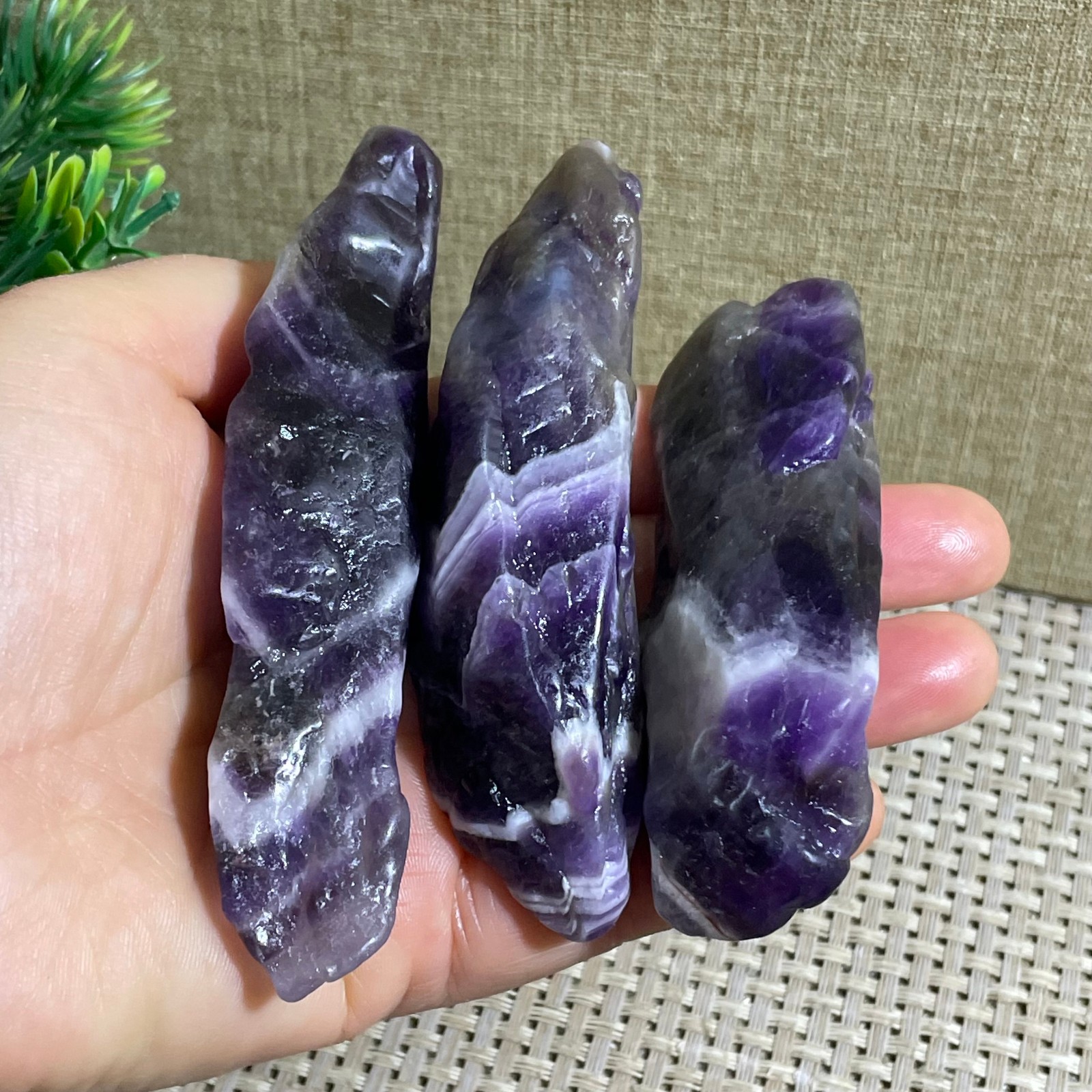 3pcs 198g Natural Dreamy Amethyst Crushed stone crystal Energy Mineral Specimen