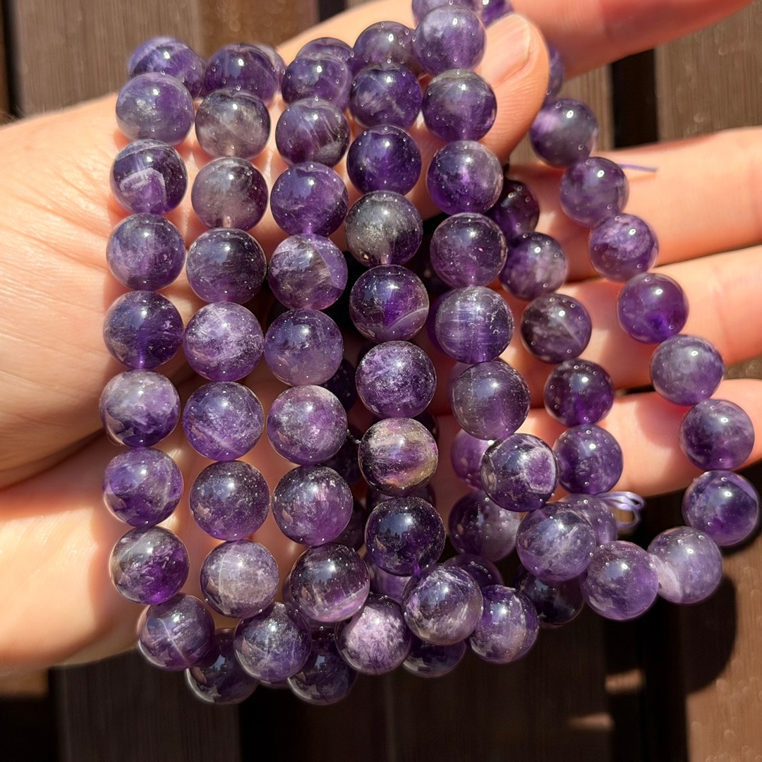 10MM Natural Dreamy Amethyst Quartz Crystal Bracelet Reiki Healing Gift 1pc