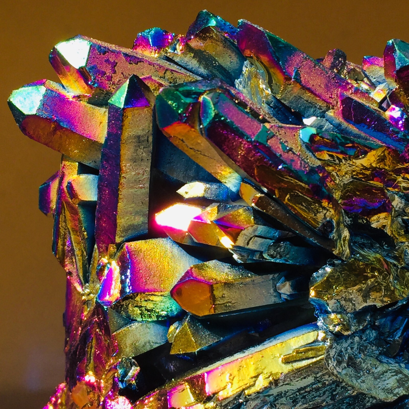 1015g Large Flaming Rainbow Quartz Titanium Crystal Cluster Specimen Healing