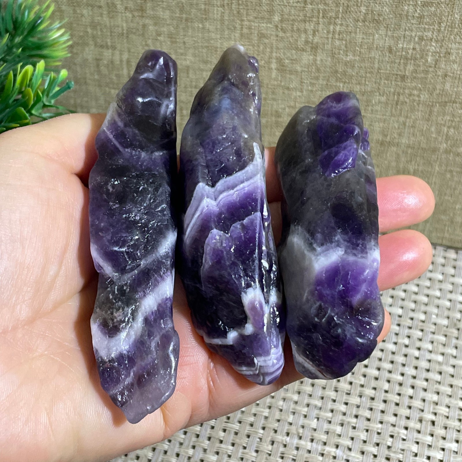 3pcs 198g Natural Dreamy Amethyst Crushed stone crystal Energy Mineral Specimen