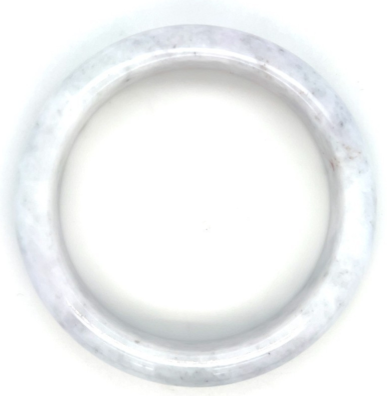“Type A Burmese Jadeite Bangle White Half Moon 59mm”