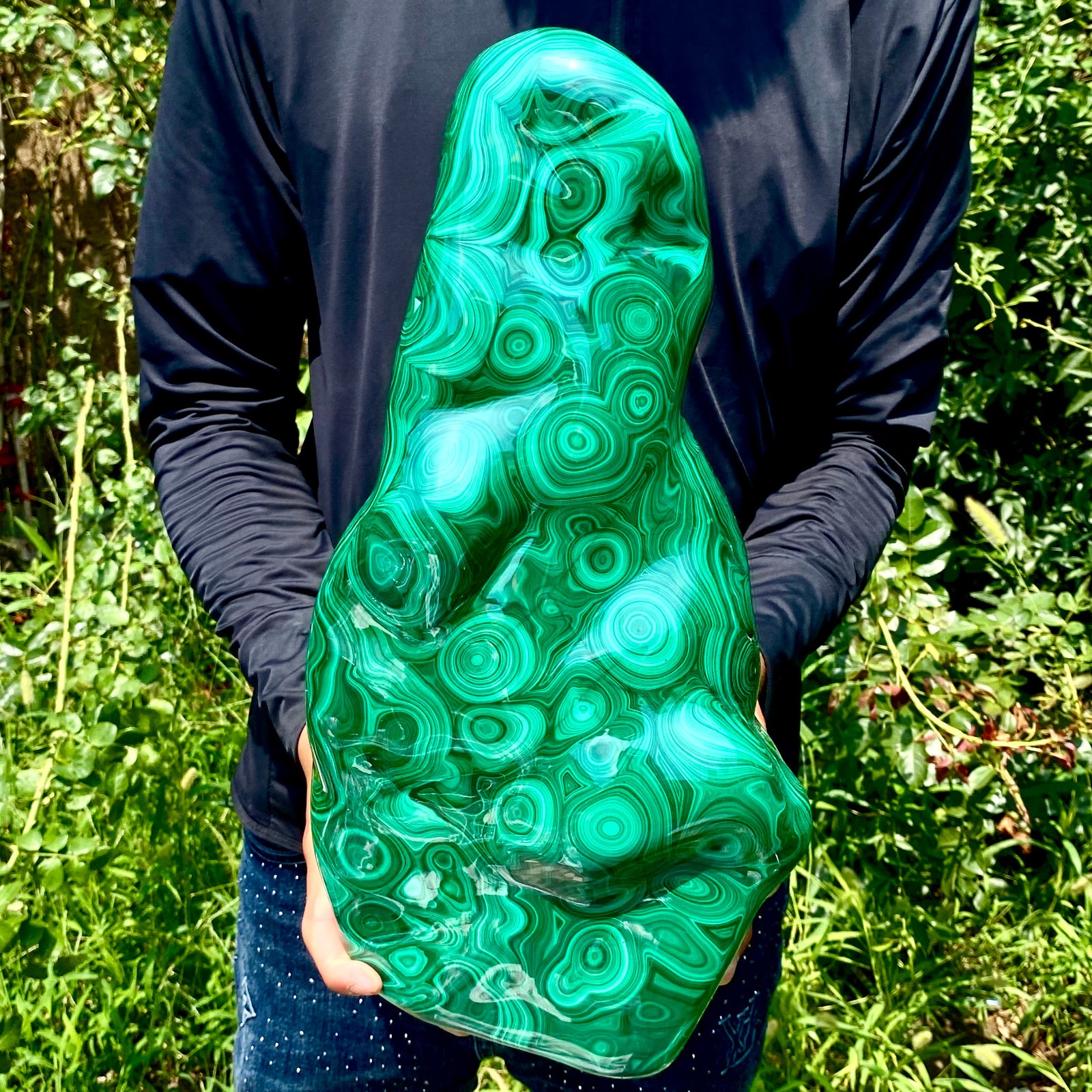 34.9LB Natural Polished Malachite Mineral freeform specimen Reiki Stone Healing