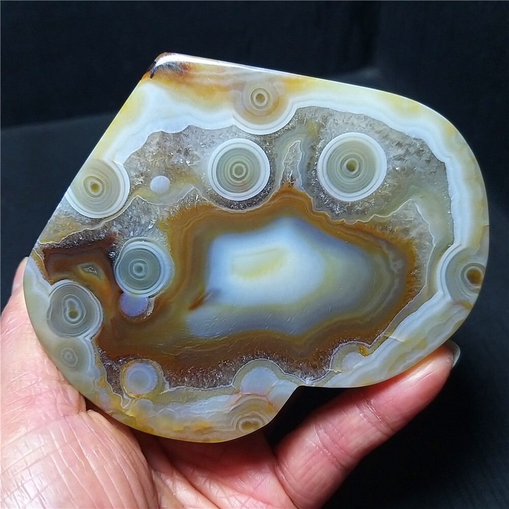 RARE 345.6G China Natural Inner Mongolia Gobi Eye Agate Geode Collection Ba850