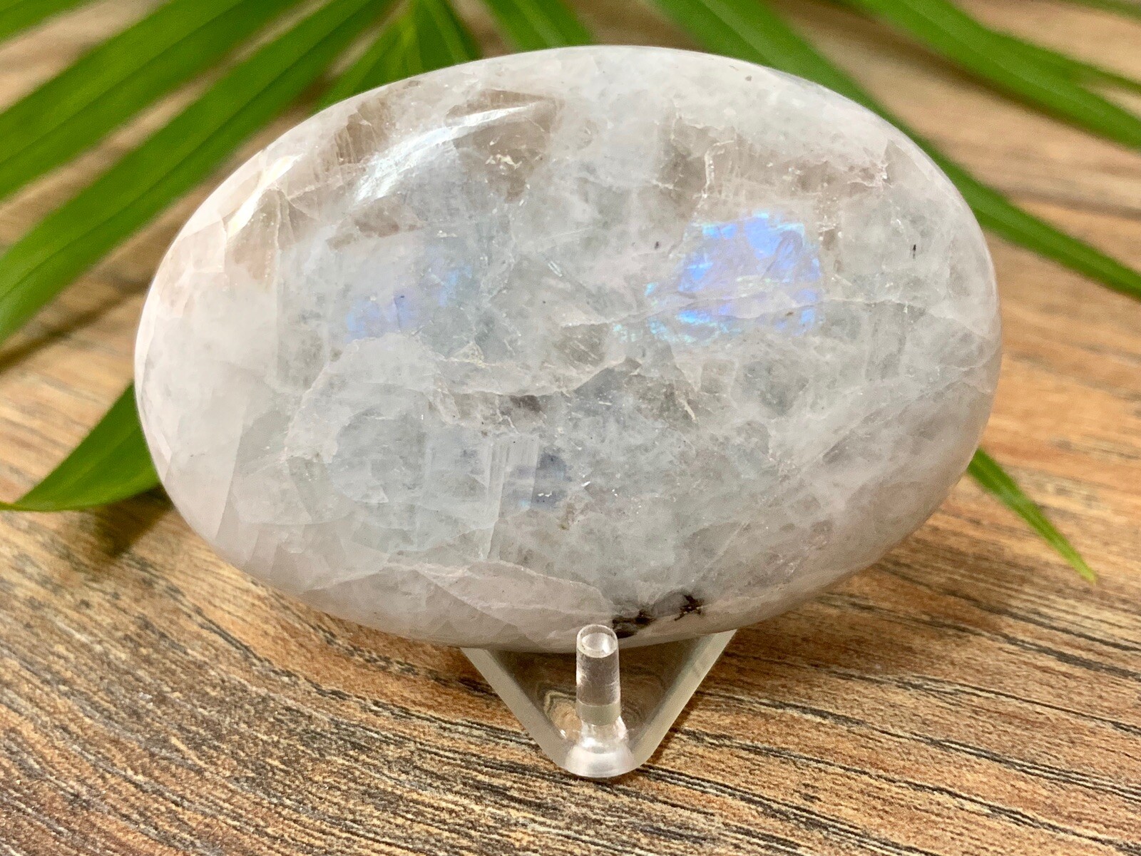 Rainbow Moonstone Palm Stone Large Soap Stone Flat Therapy Meditation Specimen.