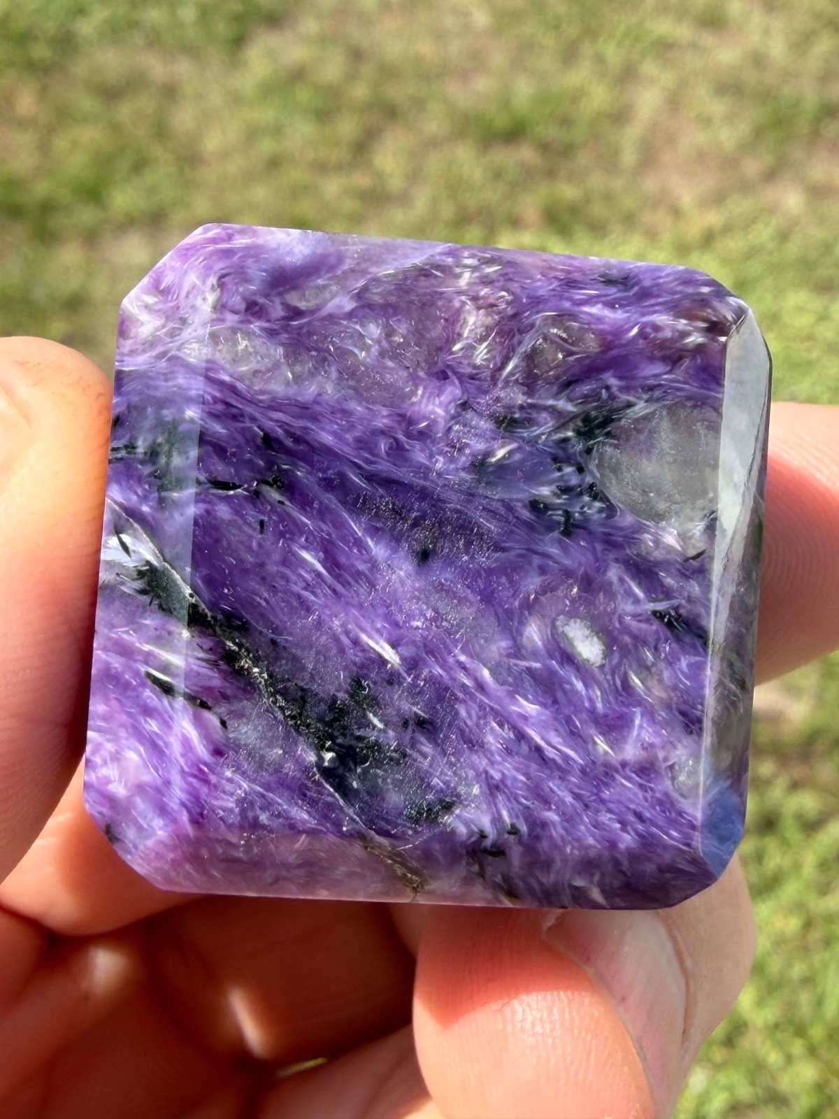 Natural Charoite Square Cube 1 1/8″ AA Grade 67 grams