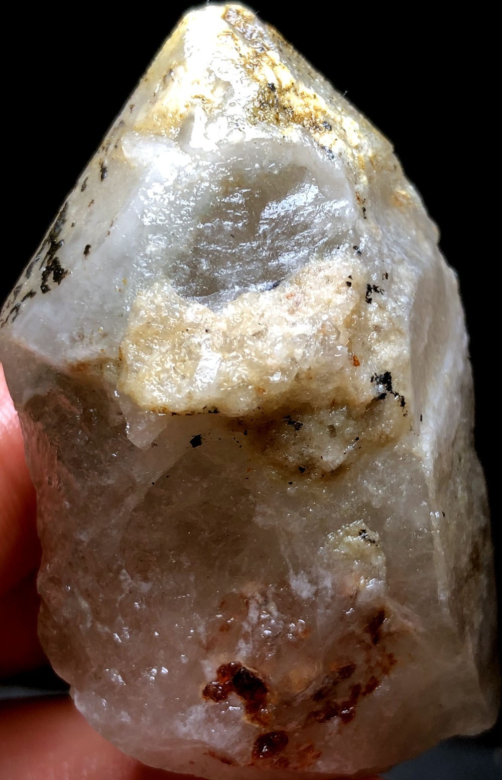98g Brand new Rare Black SMOKY QUARTZ Crystal Point &Garnet Spessartine t979