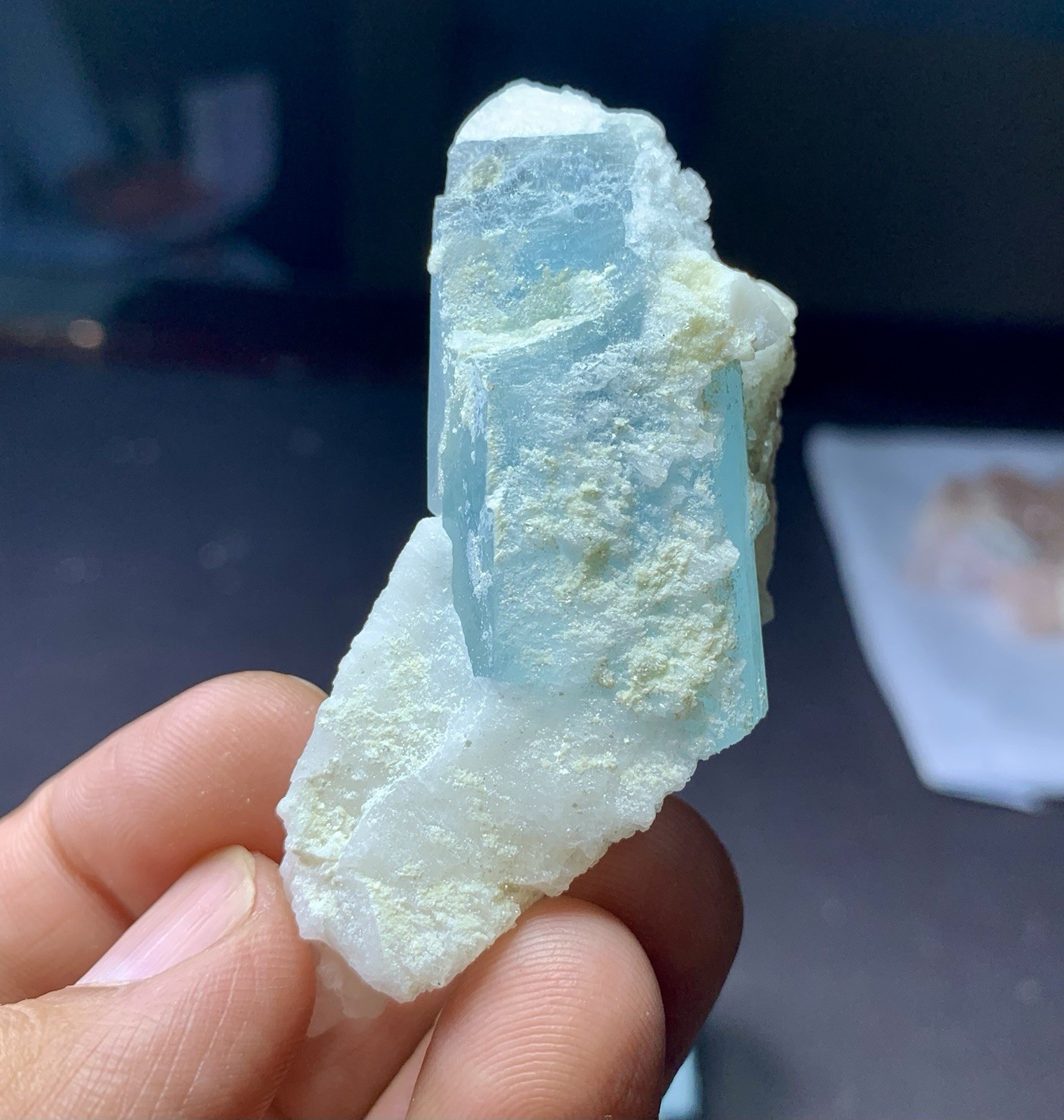 Blue Aquamarine Crystals Combined Feldspar Specimens 9 Pcs Lot, Rare minerals