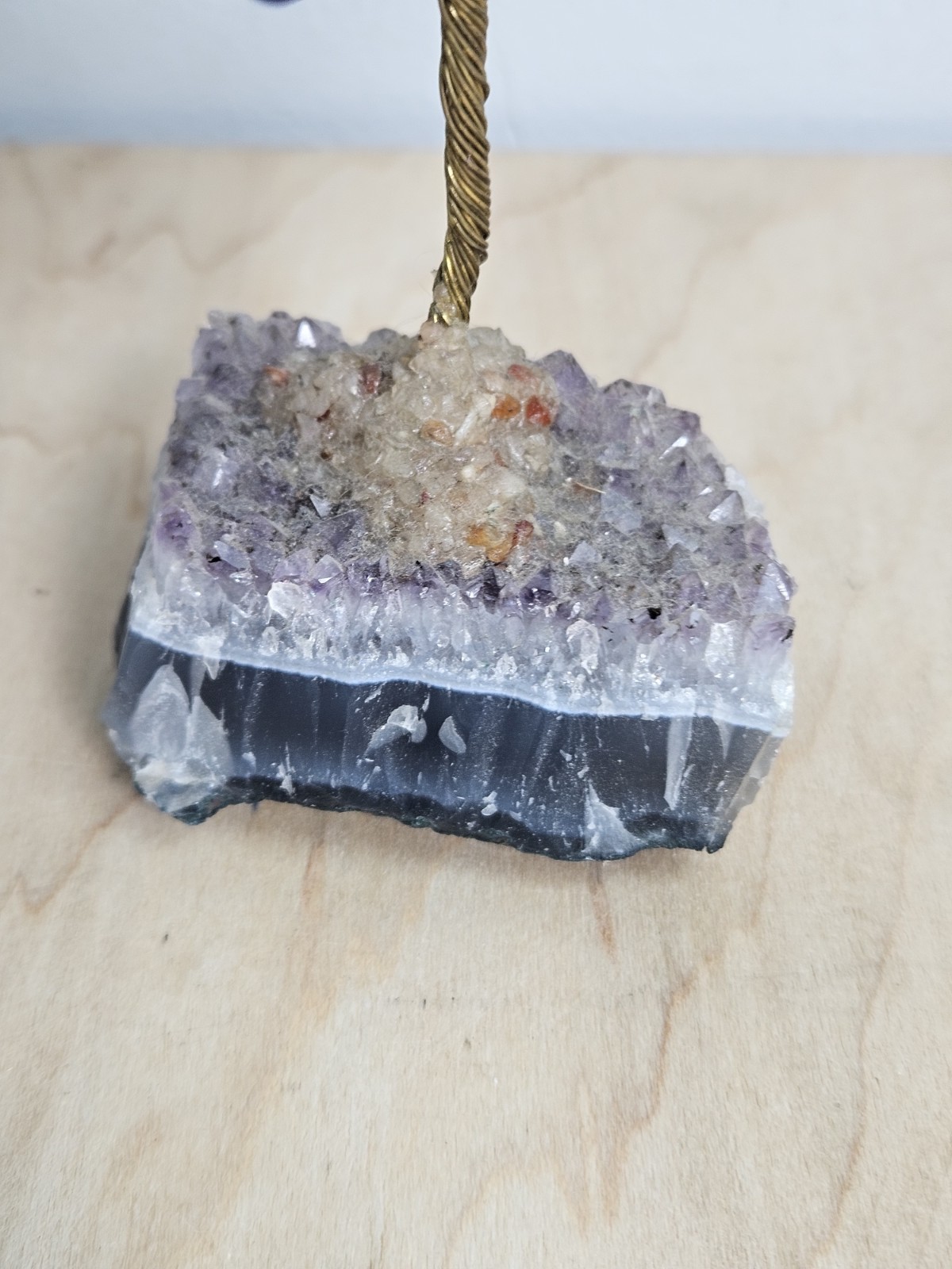 Sodalite Gemstone Tree on Amethyst Cluster Base Crystal Bonsai Decor 6″ Tall
